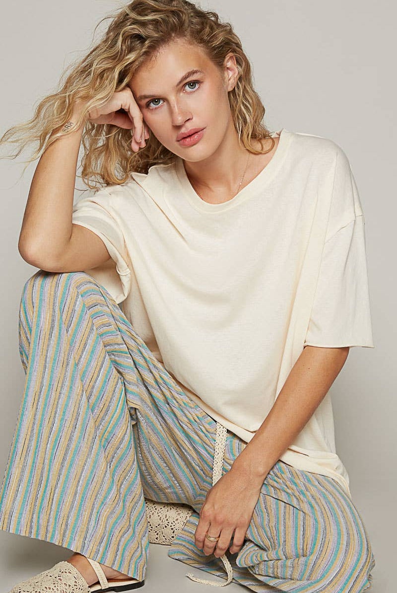 POL Clothing Vintage Washed Round Neck Short Sleeve Basic Solid Top / Tee-TOP-Pol Clothing-Stuffology - Where Vintage Meets Modern, A Boutique for Real Women in Crosbyton, TX