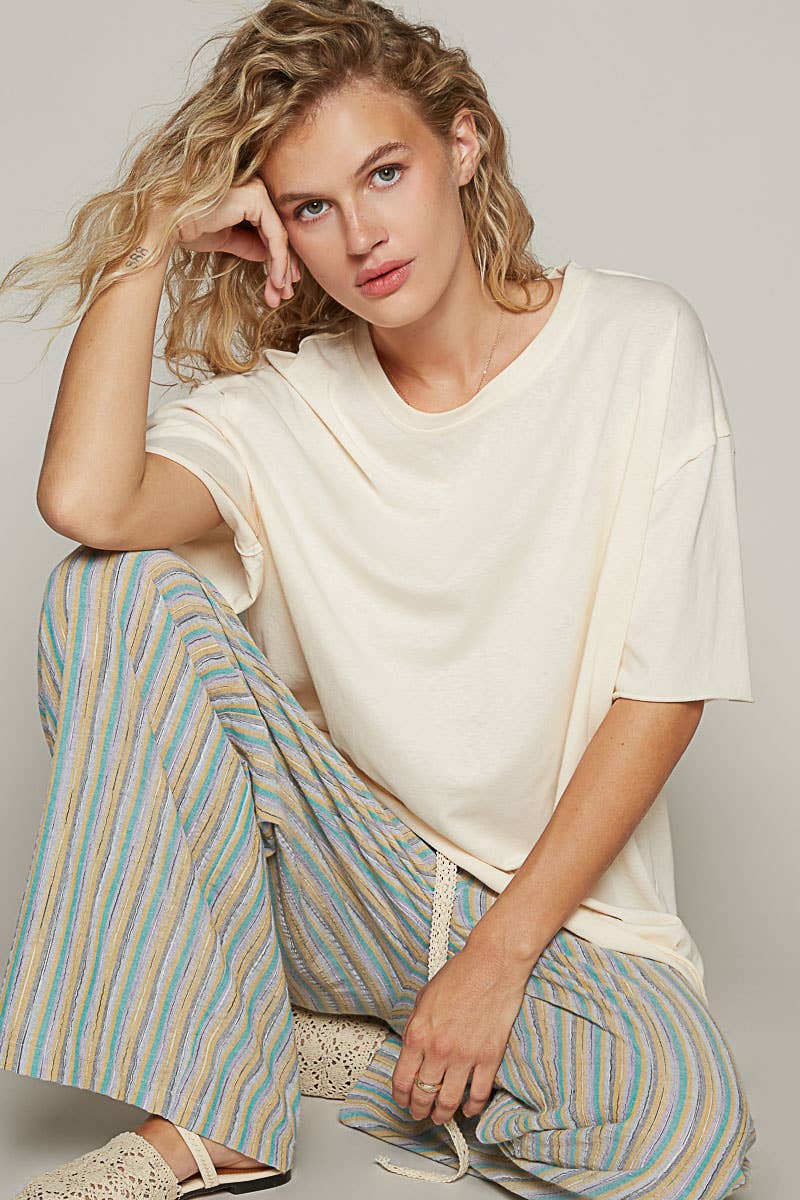 POL Clothing Vintage Washed Round Neck Short Sleeve Basic Solid Top / Tee-TOP-Pol Clothing-Stuffology - Where Vintage Meets Modern, A Boutique for Real Women in Crosbyton, TX