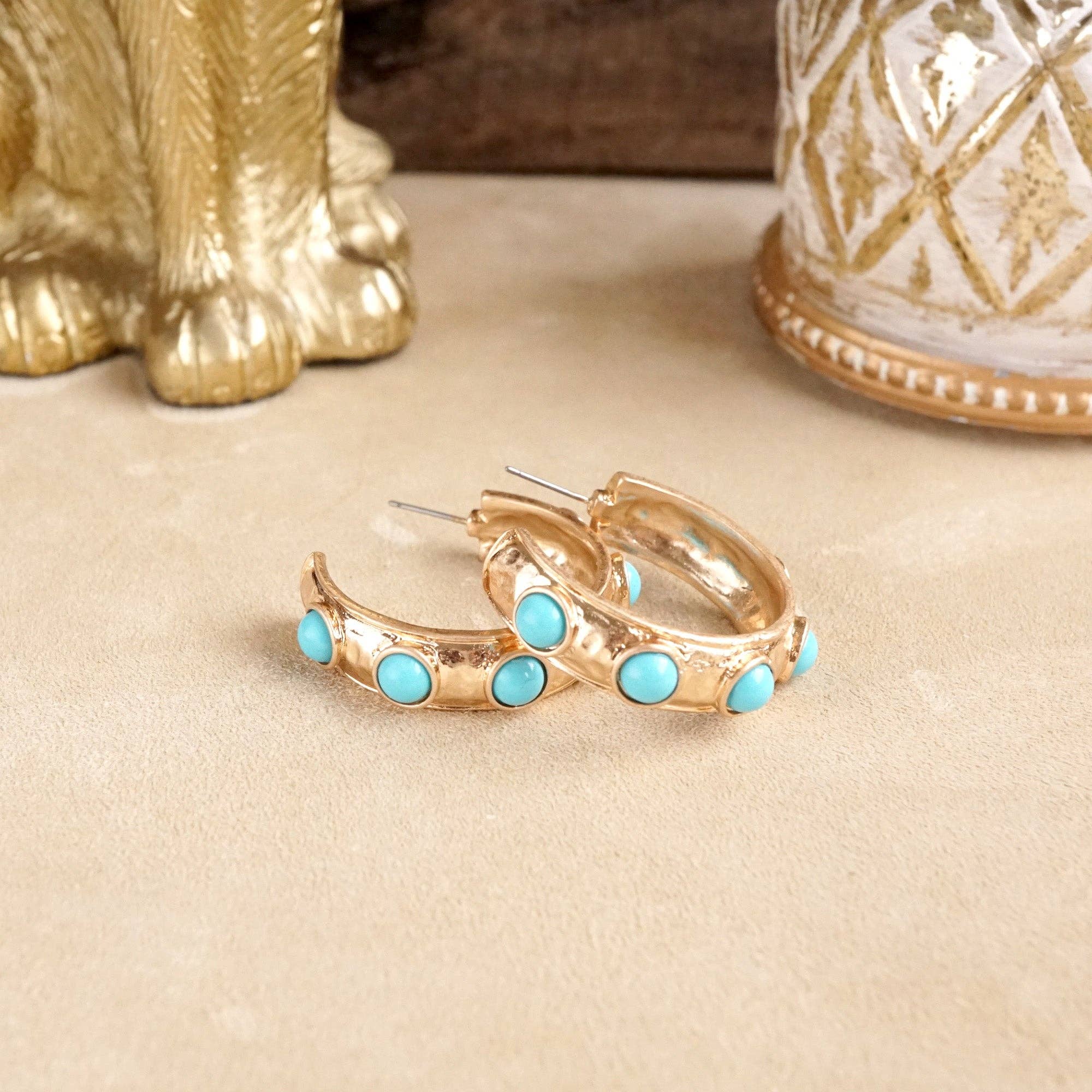 Jeweled Bubble Hoop Earrings – Colorful Acrylic Cabochons-PennyLine inc-Stuffology - Where Vintage Meets Modern, A Boutique for Real Women in Crosbyton, TX