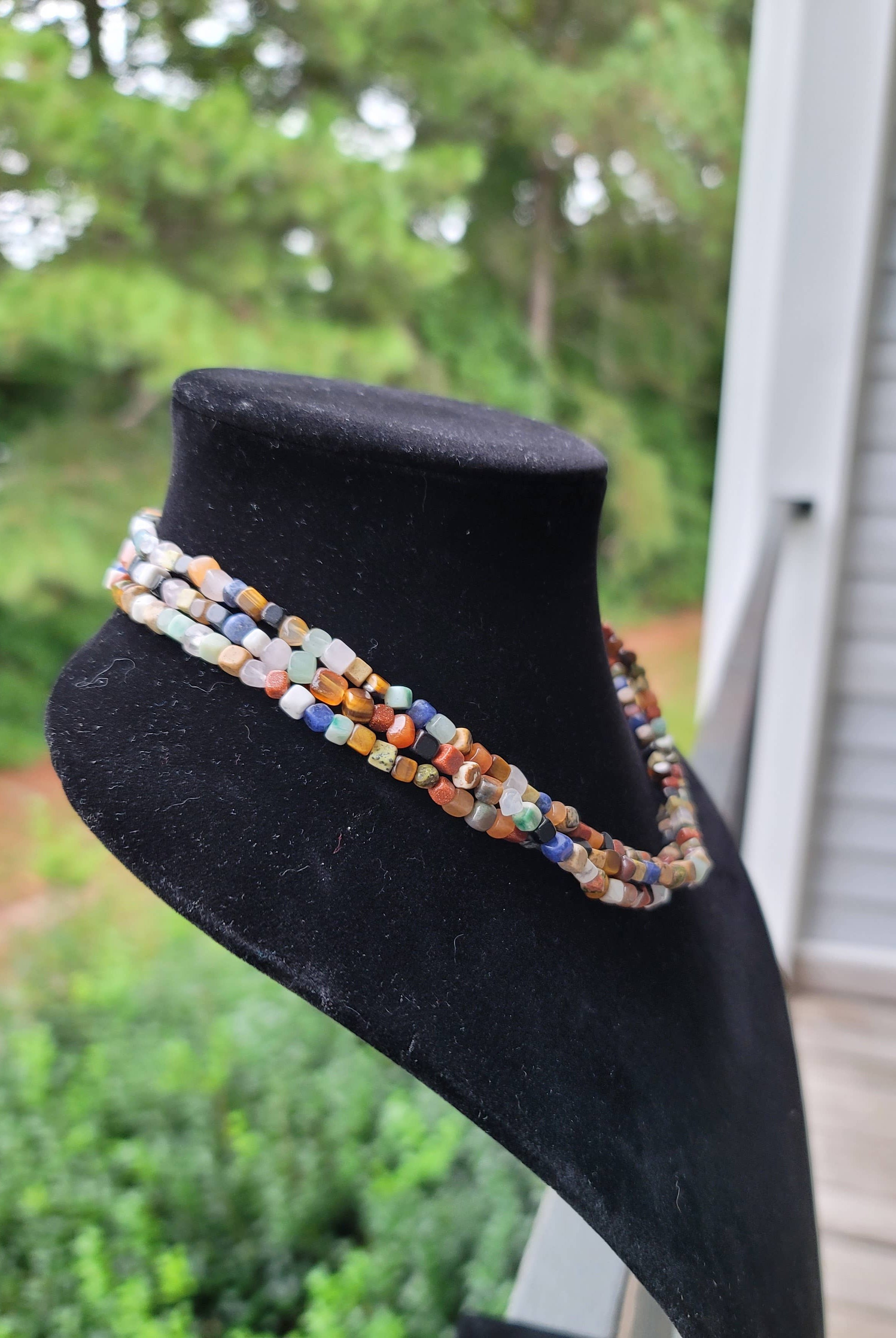 Natural gemstones 3 strand choker Native Southwest handmade-Horse Spirit Studio-Stuffology - Where Vintage Meets Modern, A Boutique for Real Women in Crosbyton, TX