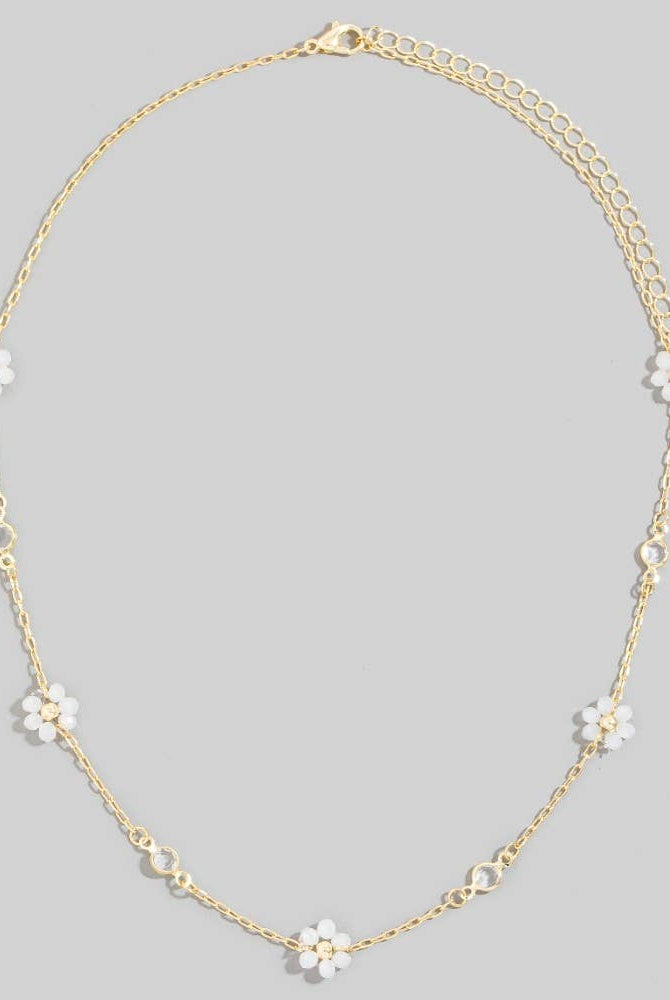 Faceted Beaded Flower Station Charms Beaded Necklace-The Looks by Fame Accessories-Stuffology - Where Vintage Meets Modern, A Boutique for Real Women in Crosbyton, TX