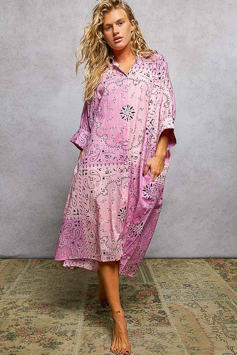 Short Sleeve Floral Printed Maxi Length Button Down Dress-Pol Clothing-Stuffology - Where Vintage Meets Modern, A Boutique for Real Women in Crosbyton, TX
