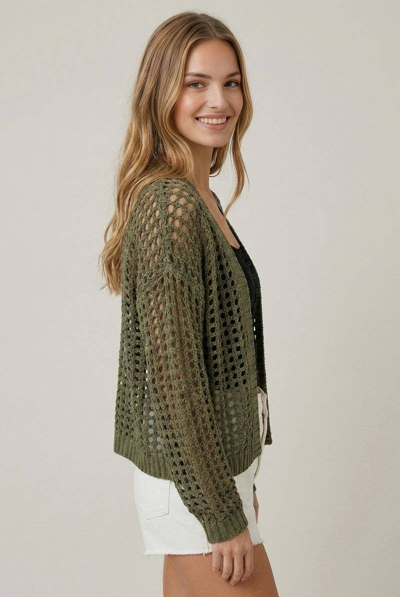 CROCHET FISHNET CROPPED OPEN CARDIGAN - 10685J-Doe and Rae-Stuffology - Where Vintage Meets Modern, A Boutique for Real Women in Crosbyton, TX