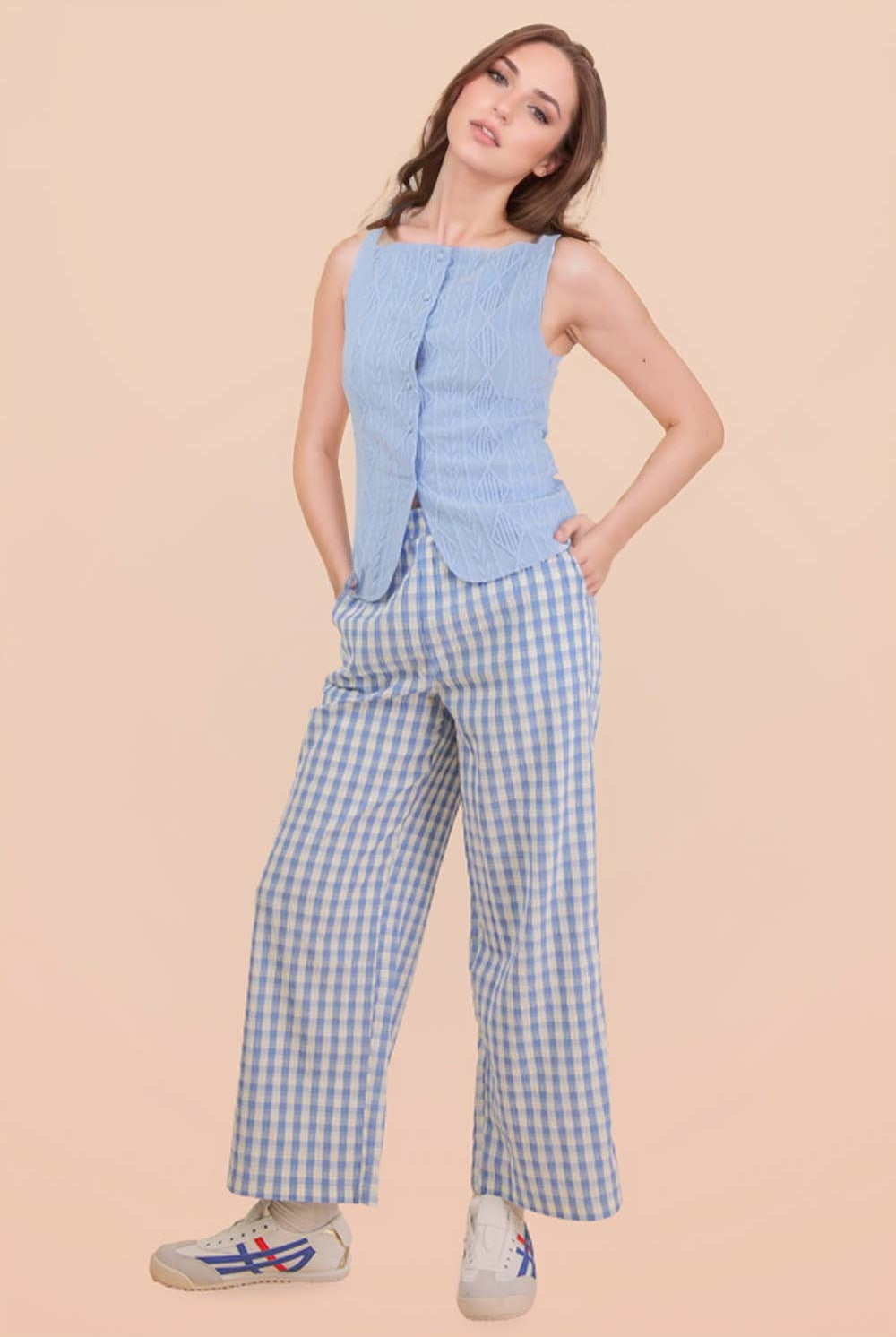 Elastic Waist Checkered Casual Pants-Pants-VERY J-Stuffology - Where Vintage Meets Modern, A Boutique for Real Women in Crosbyton, TX