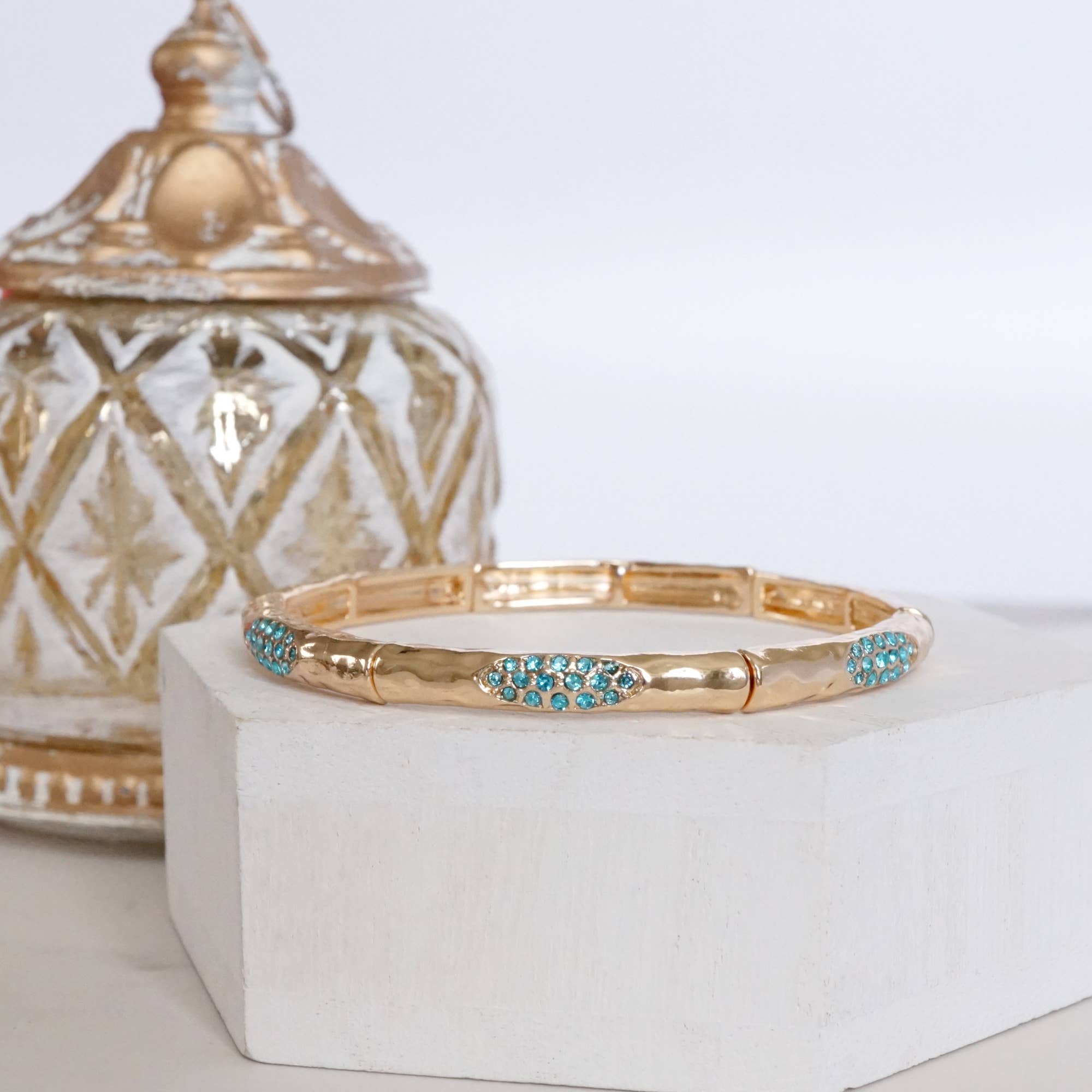 Stretchy Stackable Bangle Pearls and Rhinestones Gold or Silver Tone-PennyLine inc-Stuffology - Where Vintage Meets Modern, A Boutique for Real Women in Crosbyton, TX