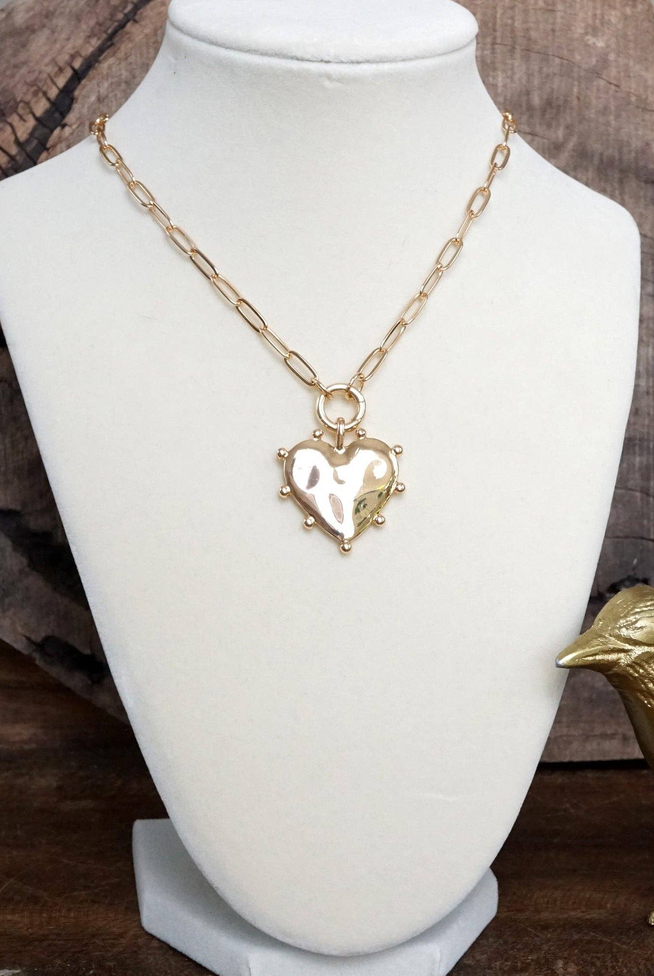 Modern Spiky Heart Paperclip Necklace - Gold Tone-necklace-PennyLine inc-Stuffology - Where Vintage Meets Modern, A Boutique for Real Women in Crosbyton, TX