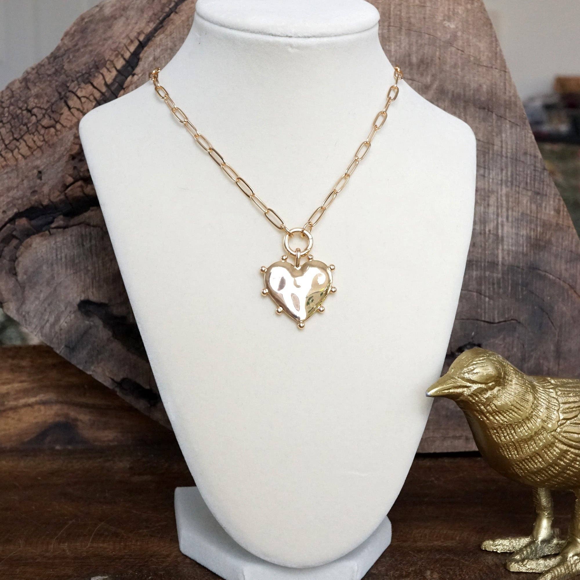 Modern Spiky Heart Paperclip Necklace - Gold Tone-necklace-PennyLine inc-Stuffology - Where Vintage Meets Modern, A Boutique for Real Women in Crosbyton, TX