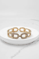 Sparkly Bangles hinge stretch links Gold tone Crystals-Bracelets-PennyLine inc-Stuffology - Where Vintage Meets Modern, A Boutique for Real Women in Crosbyton, TX