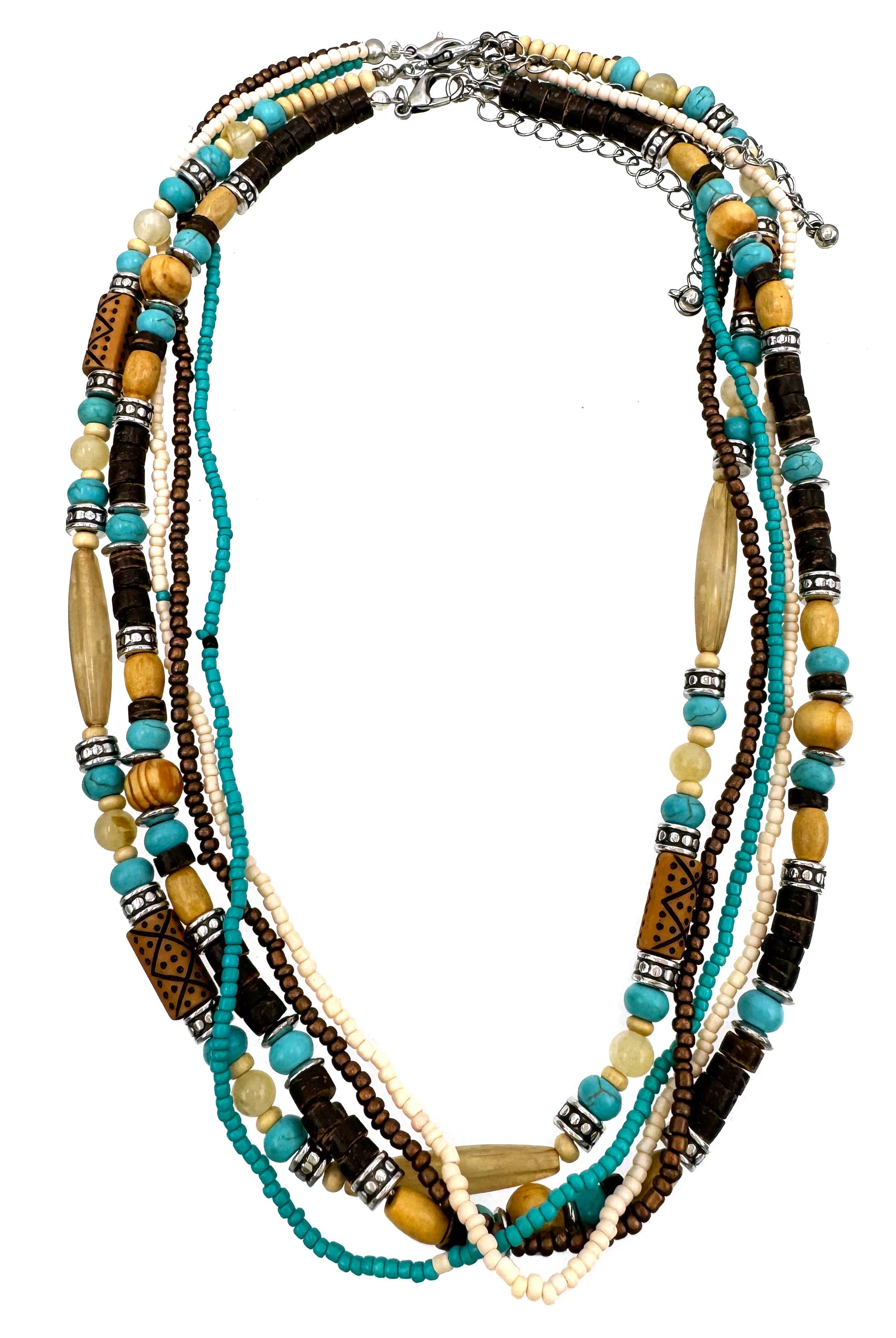 Five Strand Southwestern Beaded Necklace-Necklaces-Lunar Deer-Stuffology - Where Vintage Meets Modern, A Boutique for Real Women in Crosbyton, TX