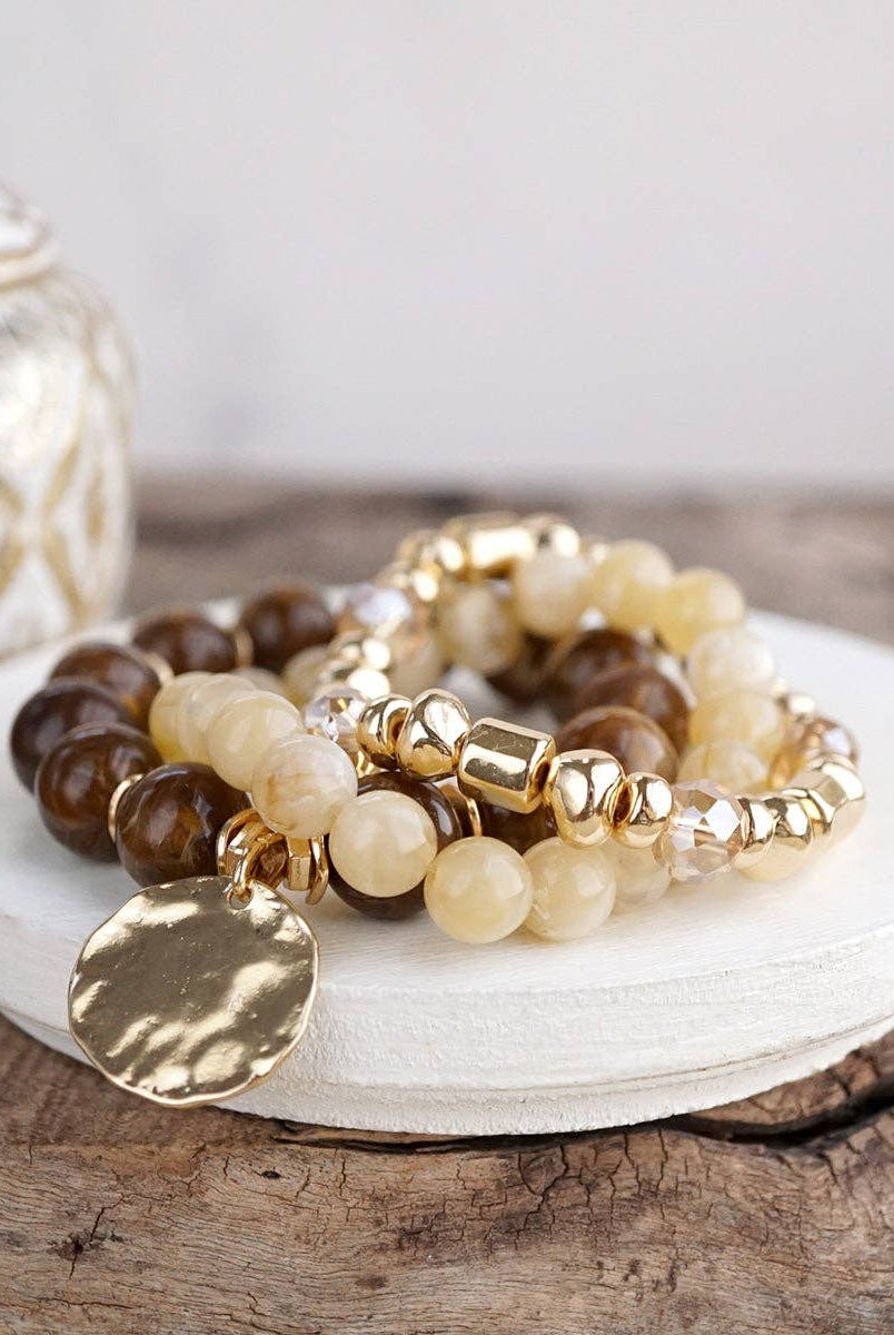 Gilded Sorbet Stack – Set of 3 Stretchy Beaded Summer Bracelets-Bracelets-PennyLine inc-Stuffology - Where Vintage Meets Modern, A Boutique for Real Women in Crosbyton, TX