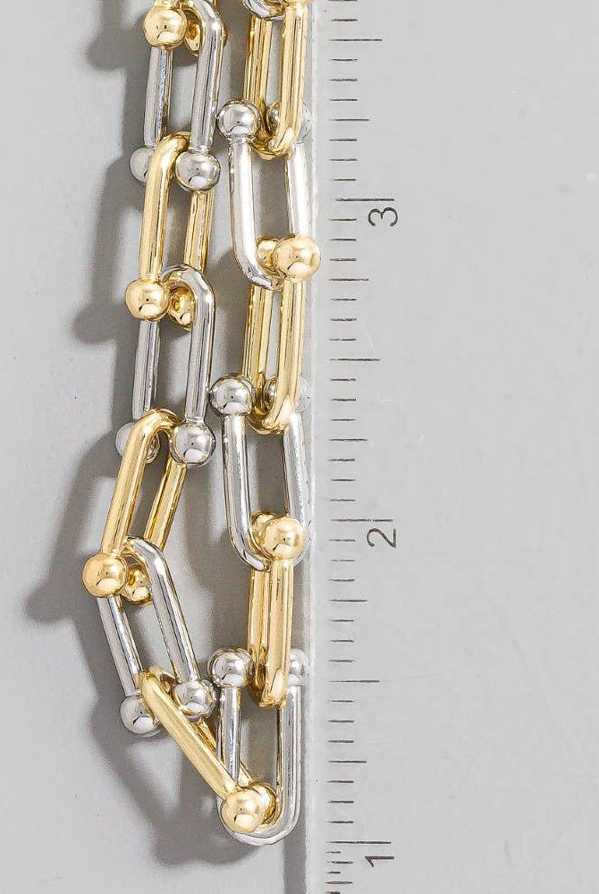 Two Tone U Chain Link Necklace-The Looks by Fame Accessories-Stuffology - Where Vintage Meets Modern, A Boutique for Real Women in Crosbyton, TX