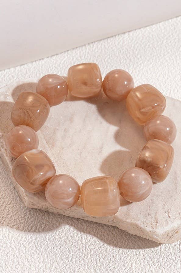 Color-Block Cube Circle Stretch Cord Bracelet | 40B5197-Bracelet-JOSSLYN by wall to wall-Stuffology - Where Vintage Meets Modern, A Boutique for Real Women in Crosbyton, TX