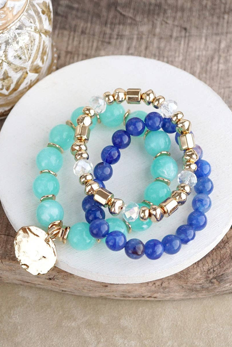 Gilded Sorbet Stack – Set of 3 Stretchy Beaded Summer Bracelets-Bracelets-PennyLine inc-Stuffology - Where Vintage Meets Modern, A Boutique for Real Women in Crosbyton, TX