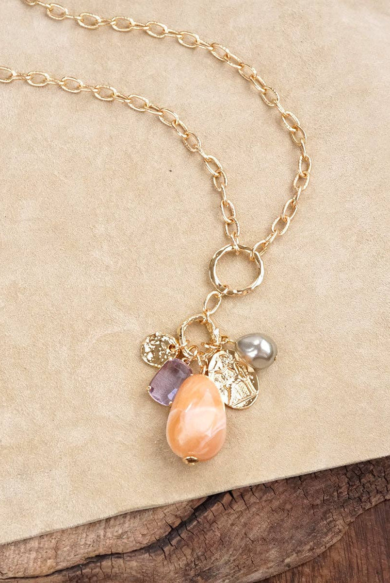 Desert Bloom – Long Cluster Charm Necklace-Necklaces-PennyLine inc-Stuffology - Where Vintage Meets Modern, A Boutique for Real Women in Crosbyton, TX