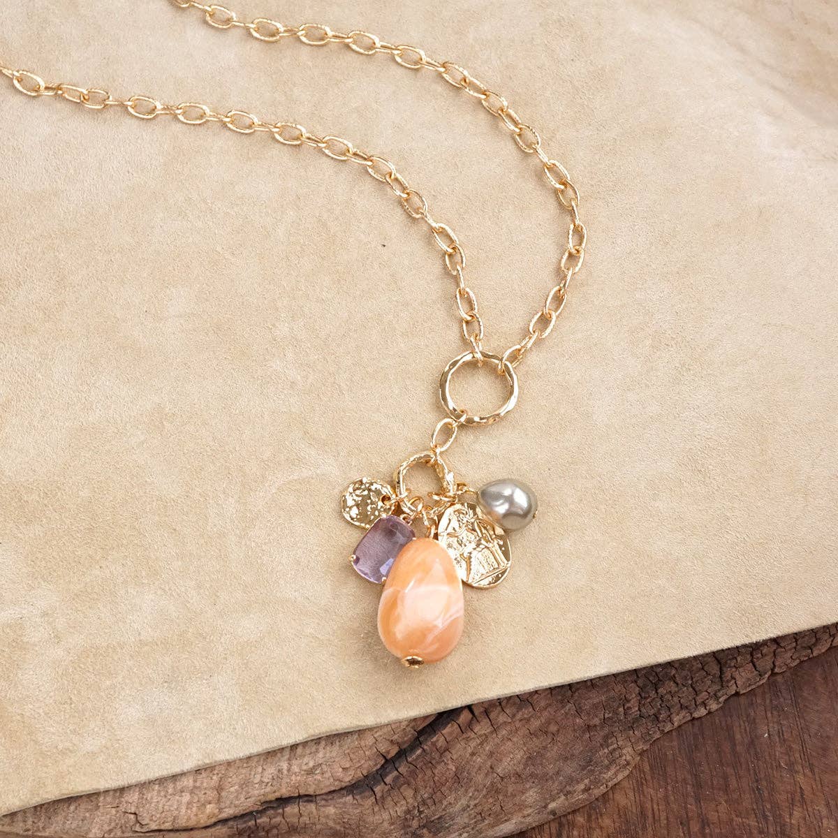 Desert Bloom – Long Cluster Charm Necklace-Necklaces-PennyLine inc-Stuffology - Where Vintage Meets Modern, A Boutique for Real Women in Crosbyton, TX