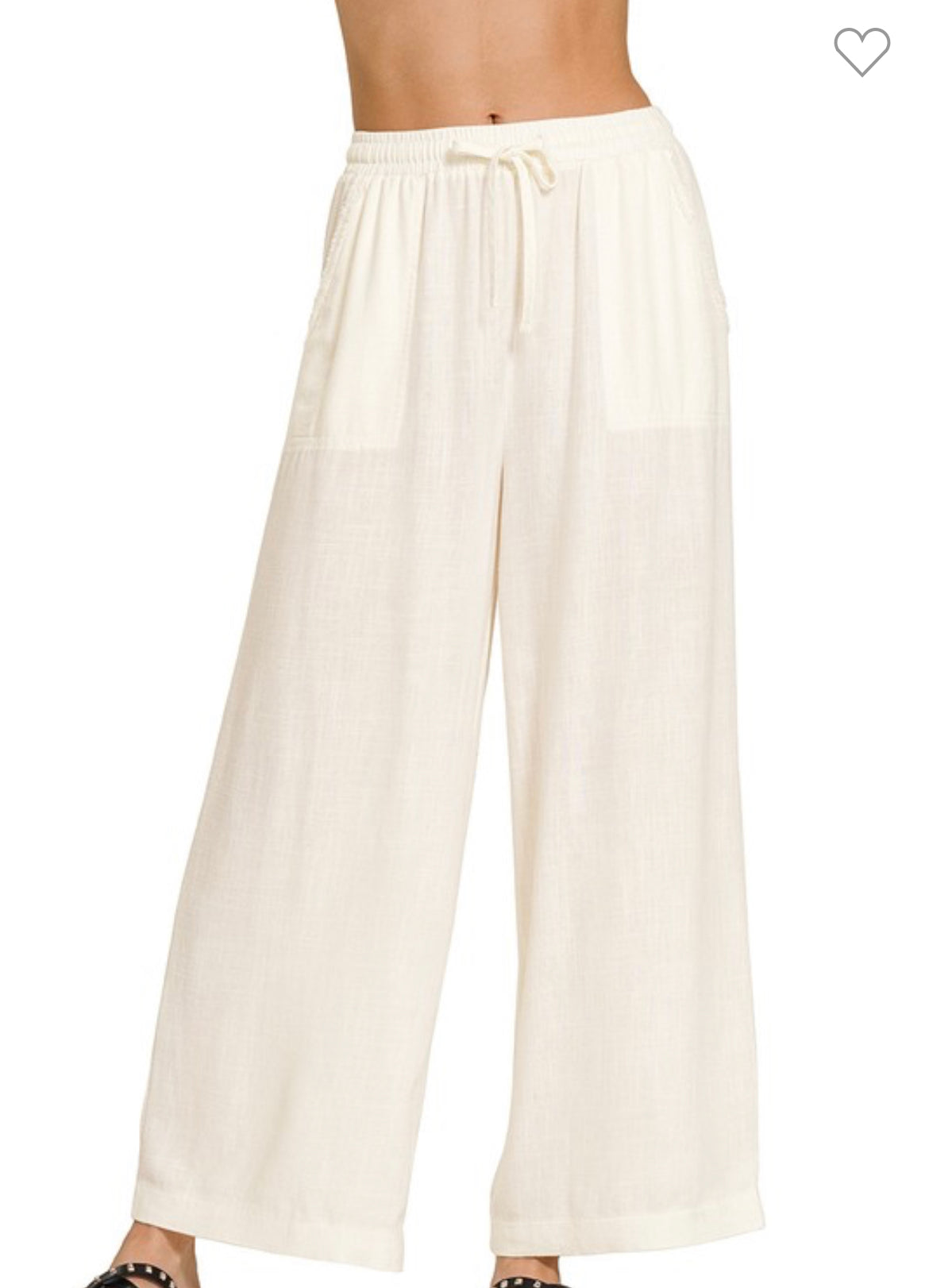 Ivory Wide Leg Linen Blend Pants-Pants-Zenana-Stuffology - Where Vintage Meets Modern, A Boutique for Real Women in Crosbyton, TX