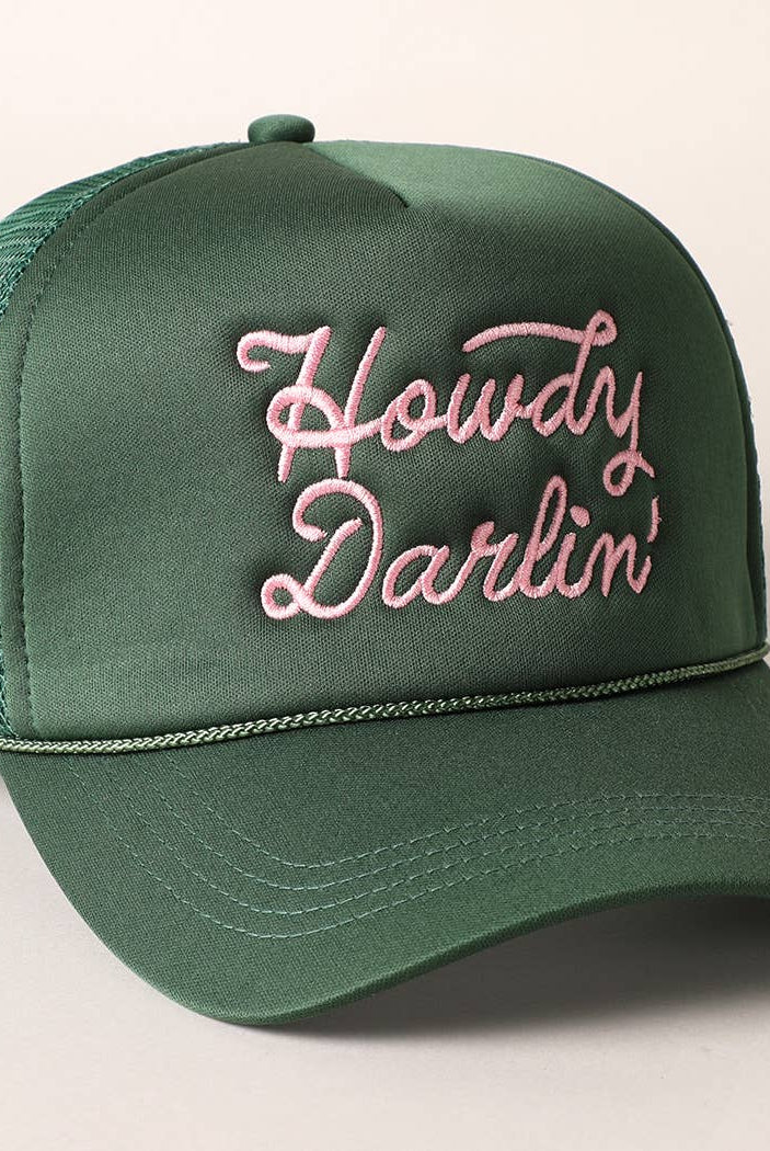 Howdy Darlin' Embroidered Mesh Back Trucker Cap | Stuffology Boutique-Hats-Fashion City-Stuffology - Where Vintage Meets Modern, A Boutique for Real Women in Crosbyton, TX