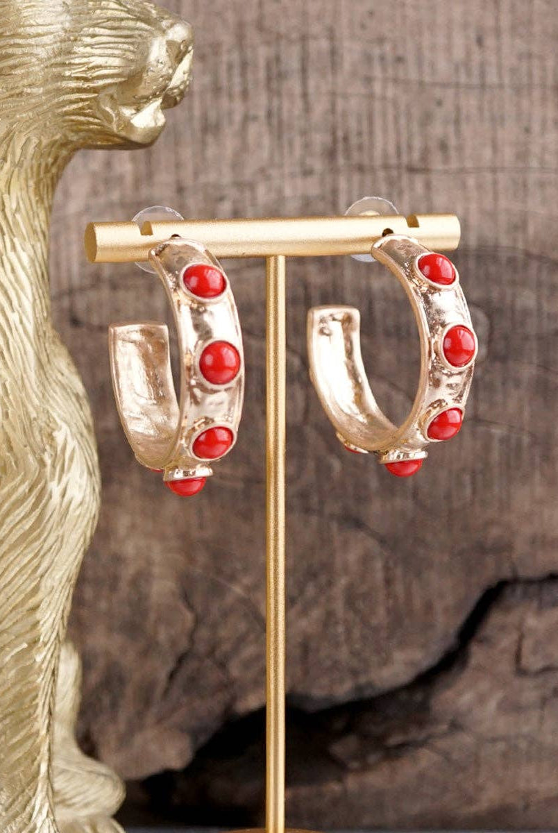 Jeweled Bubble Hoop Earrings – Colorful Acrylic Cabochons-PennyLine inc-Stuffology - Where Vintage Meets Modern, A Boutique for Real Women in Crosbyton, TX