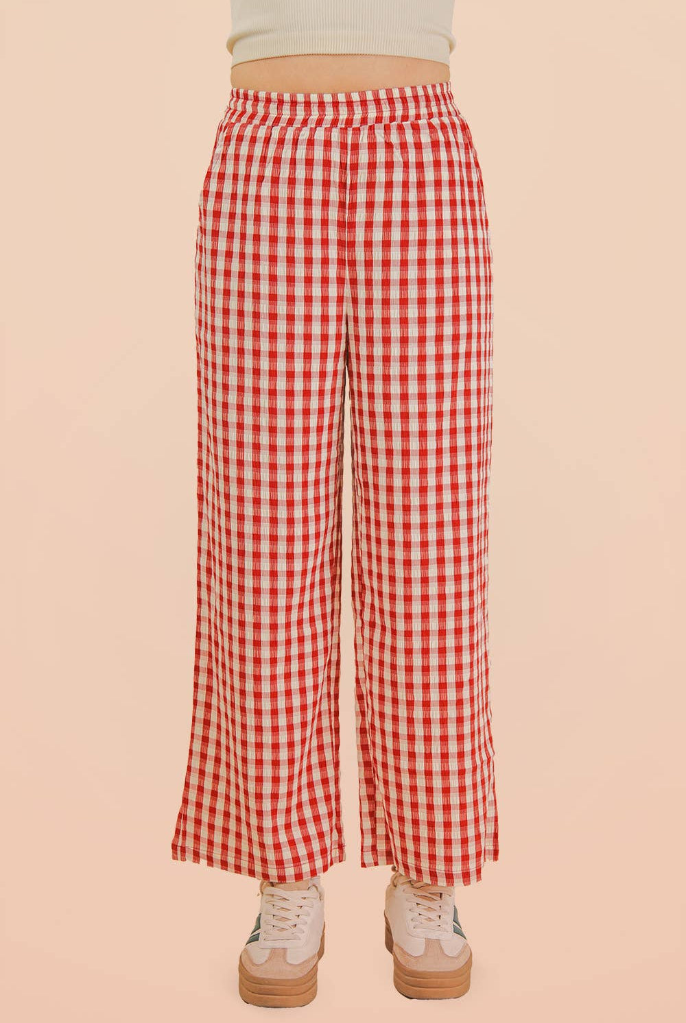 Elastic Waist Checkered Casual Pants-Pants-VERY J-Stuffology - Where Vintage Meets Modern, A Boutique for Real Women in Crosbyton, TX