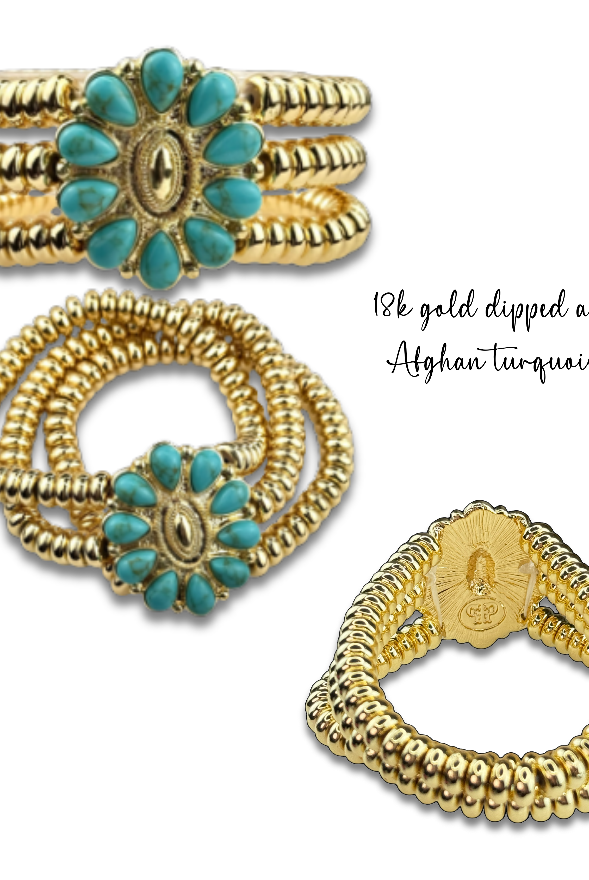 Turquoise concho bead bracelet-Bracelets-Pink Panache Brands-Stuffology - Where Vintage Meets Modern, A Boutique for Real Women in Crosbyton, TX