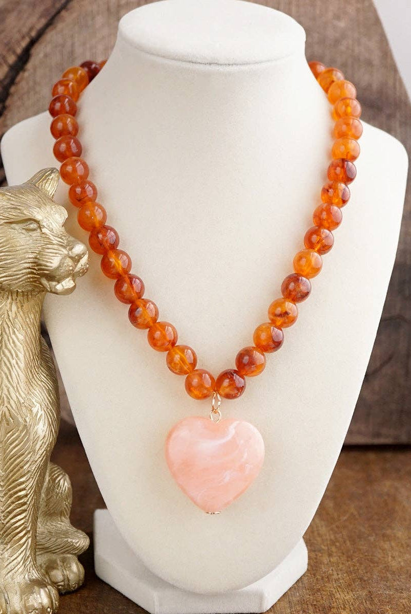 Heart Beaded Necklace-Necklaces-PennyLine inc-Stuffology - Where Vintage Meets Modern, A Boutique for Real Women in Crosbyton, TX