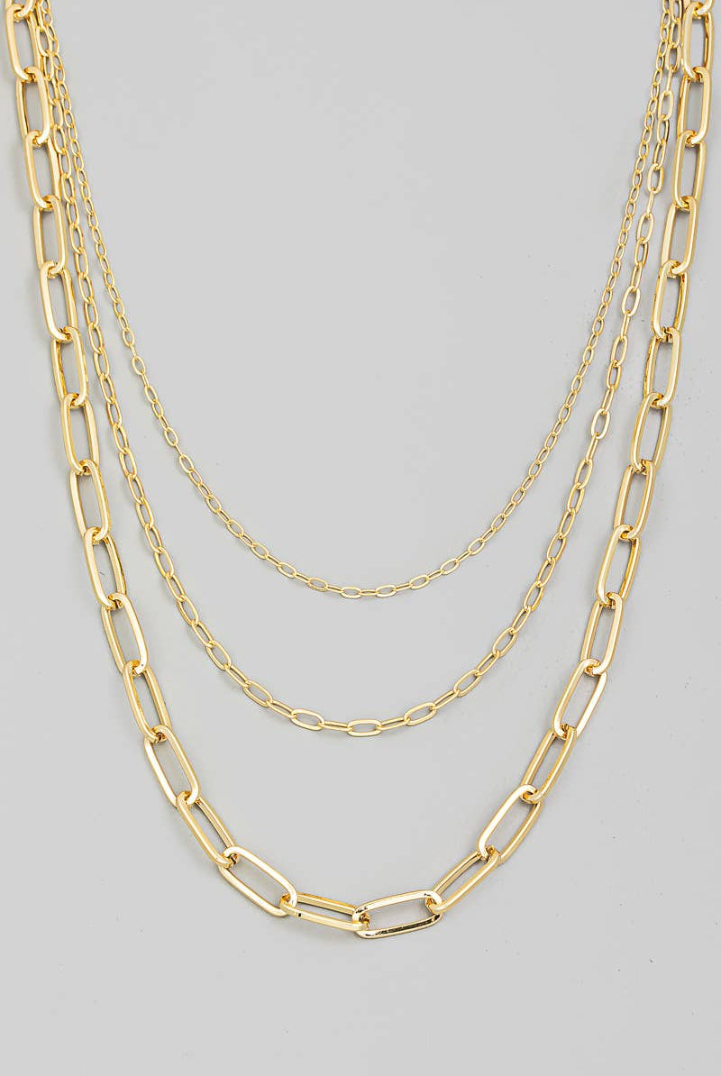 Triple Oval Chain Link Necklace-The Looks by Fame Accessories-Stuffology - Where Vintage Meets Modern, A Boutique for Real Women in Crosbyton, TX
