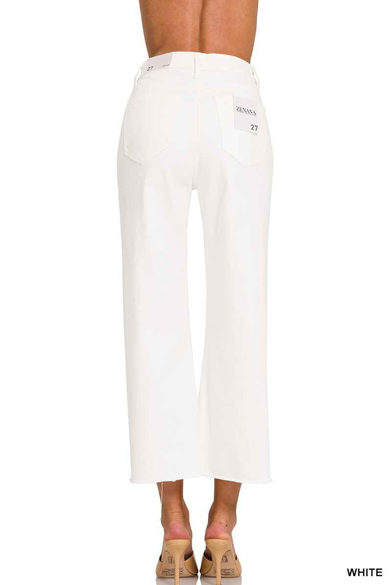 HIGH RISE WIDE LEG CROPPED WHITE DENIM PANTS / STUFFOLOGY BOUTIQUE-Jeans-Zenana-Stuffology - Where Vintage Meets Modern, A Boutique for Real Women in Crosbyton, TX