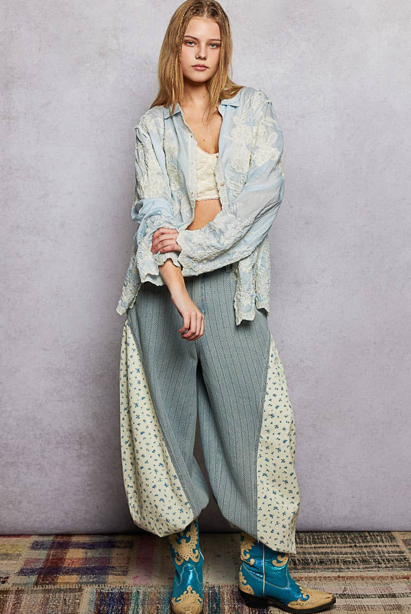 Long Sleeve Embroidered Scalloped Edge Shirt Top-Pol Clothing-Stuffology - Where Vintage Meets Modern, A Boutique for Real Women in Crosbyton, TX