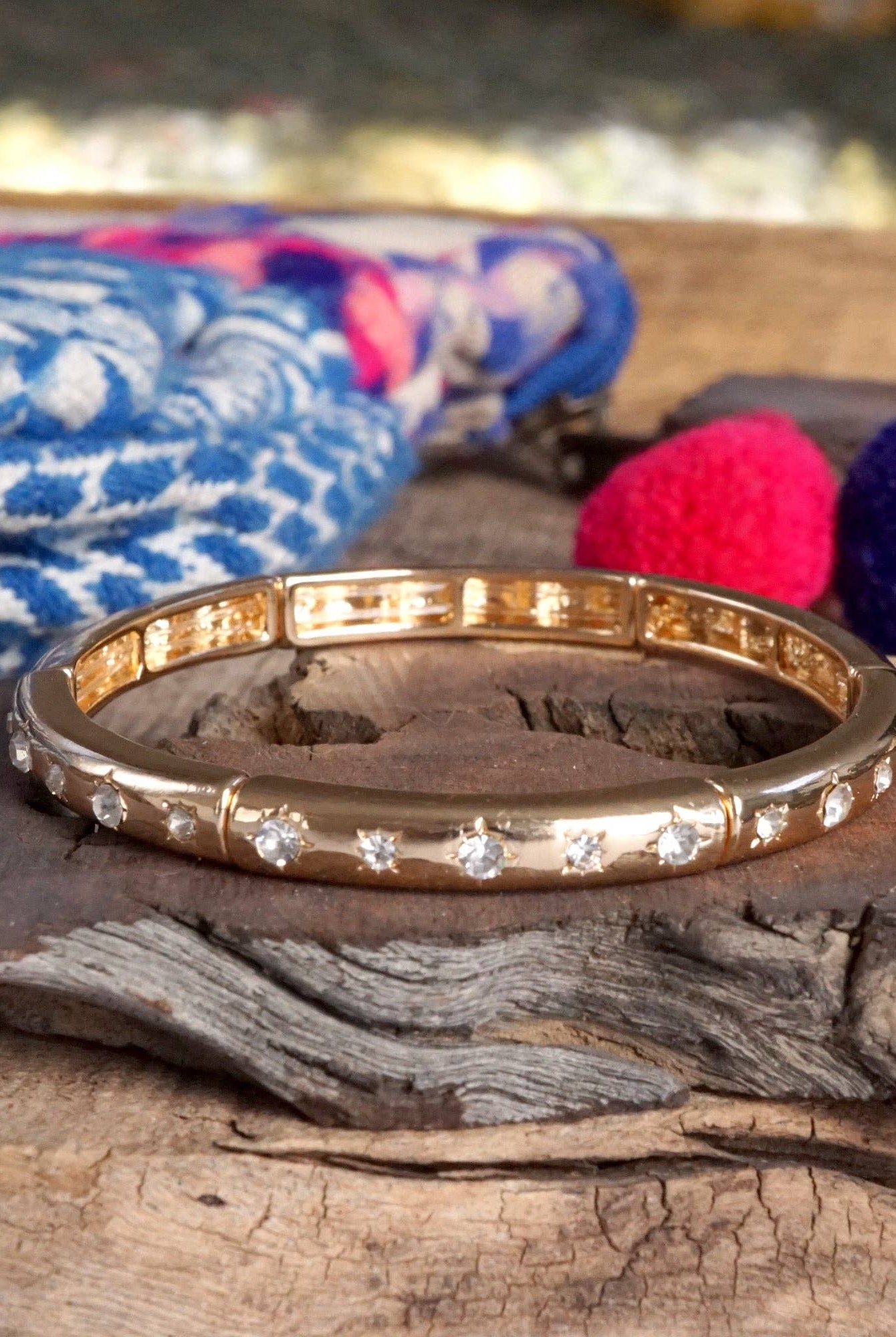 Gold-Tone Eternity Stretch Bangle – Pearls, Turquoise, or Crystals-Bracelets-PennyLine inc-Stuffology - Where Vintage Meets Modern, A Boutique for Real Women in Crosbyton, TX