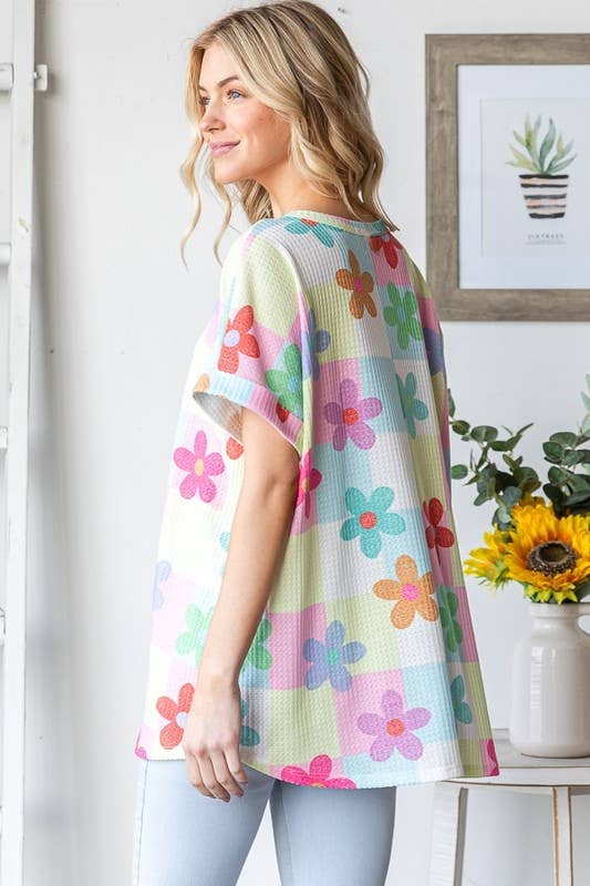 SHORT SLEEVE FLORAL PRINT TOP-Oversized Top-HEIMISH-Stuffology - Where Vintage Meets Modern, A Boutique for Real Women in Crosbyton, TX