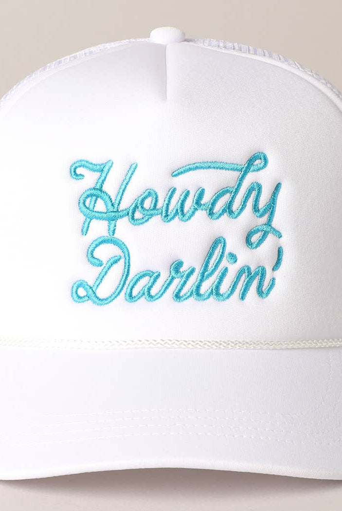 Howdy Darlin' Embroidered Mesh Back Trucker Cap | Stuffology Boutique-Hats-Fashion City-Stuffology - Where Vintage Meets Modern, A Boutique for Real Women in Crosbyton, TX