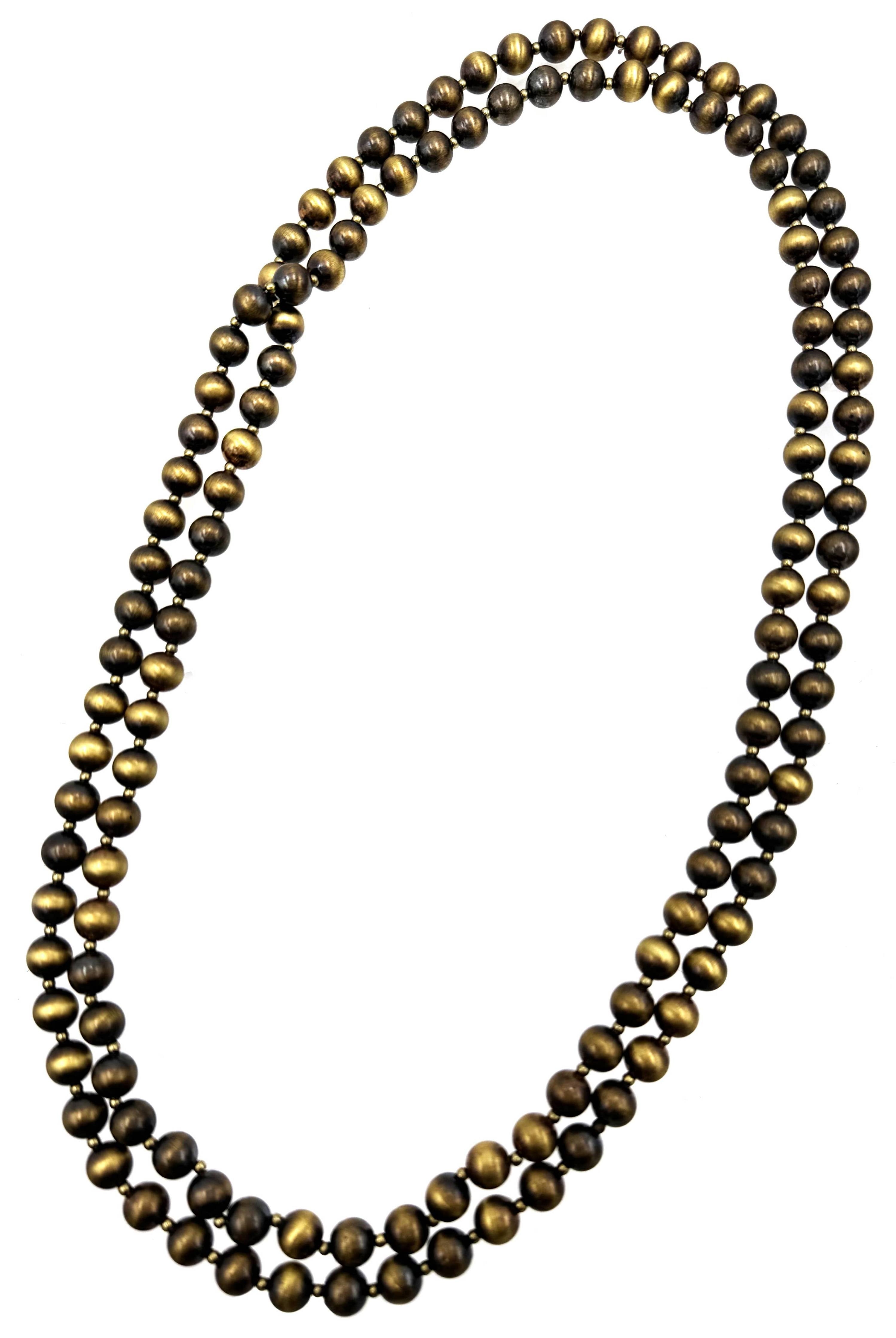 Gold Navajo Beads Long Necklace-Necklaces-Lunar Deer-Stuffology - Where Vintage Meets Modern, A Boutique for Real Women in Crosbyton, TX