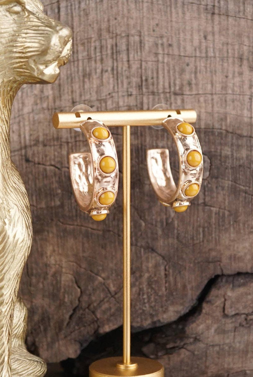 Jeweled Bubble Hoop Earrings – Colorful Acrylic Cabochons-PennyLine inc-Stuffology - Where Vintage Meets Modern, A Boutique for Real Women in Crosbyton, TX