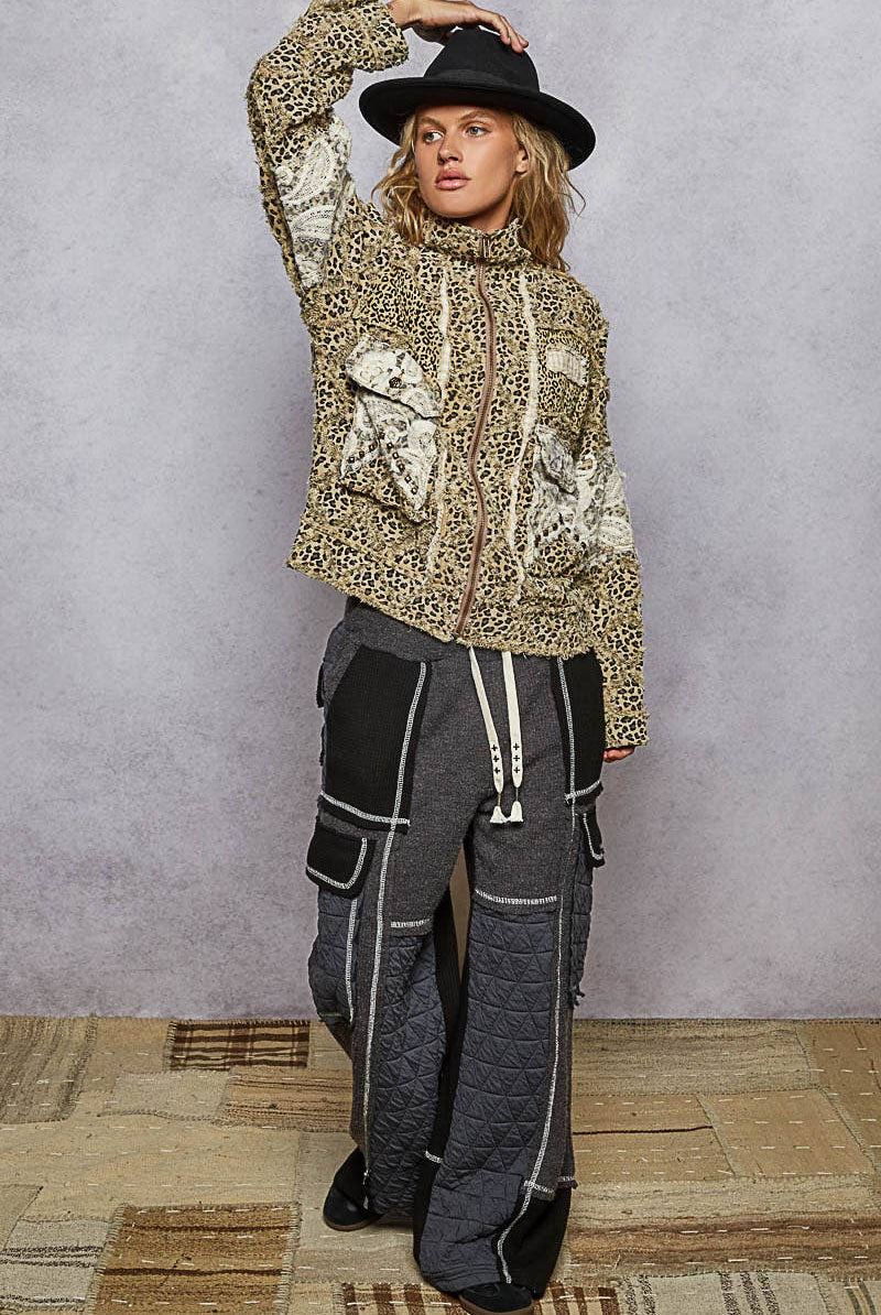 POL Clothing - Long sleeve textured woven lace patchwork jacket-Jackets-Pol Clothing-Stuffology - Where Vintage Meets Modern, A Boutique for Real Women in Crosbyton, TX