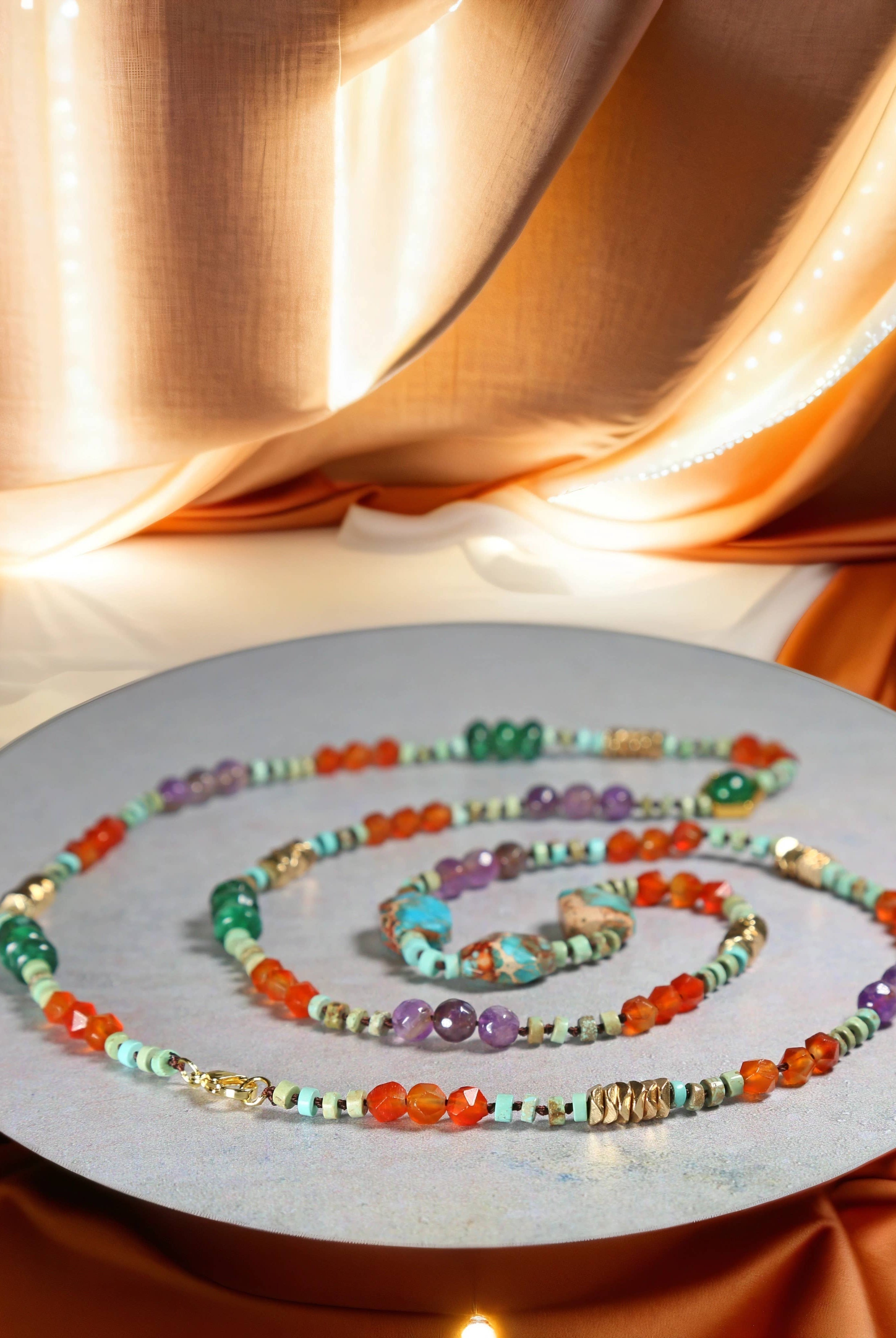 Multi-Gemstones Beaded Necklace-IST Jewelry-Stuffology - Where Vintage Meets Modern, A Boutique for Real Women in Crosbyton, TX