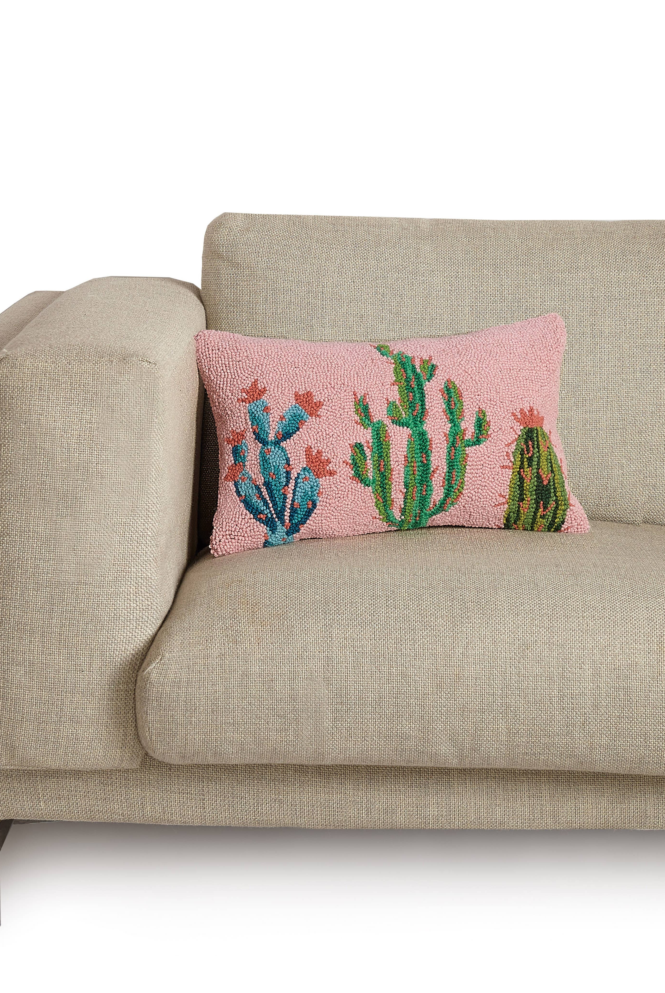 Pretty Cactus Hook Pillow-throw pillow-Stuffology Boutique-Stuffology - Where Vintage Meets Modern, A Boutique for Real Women in Crosbyton, TX