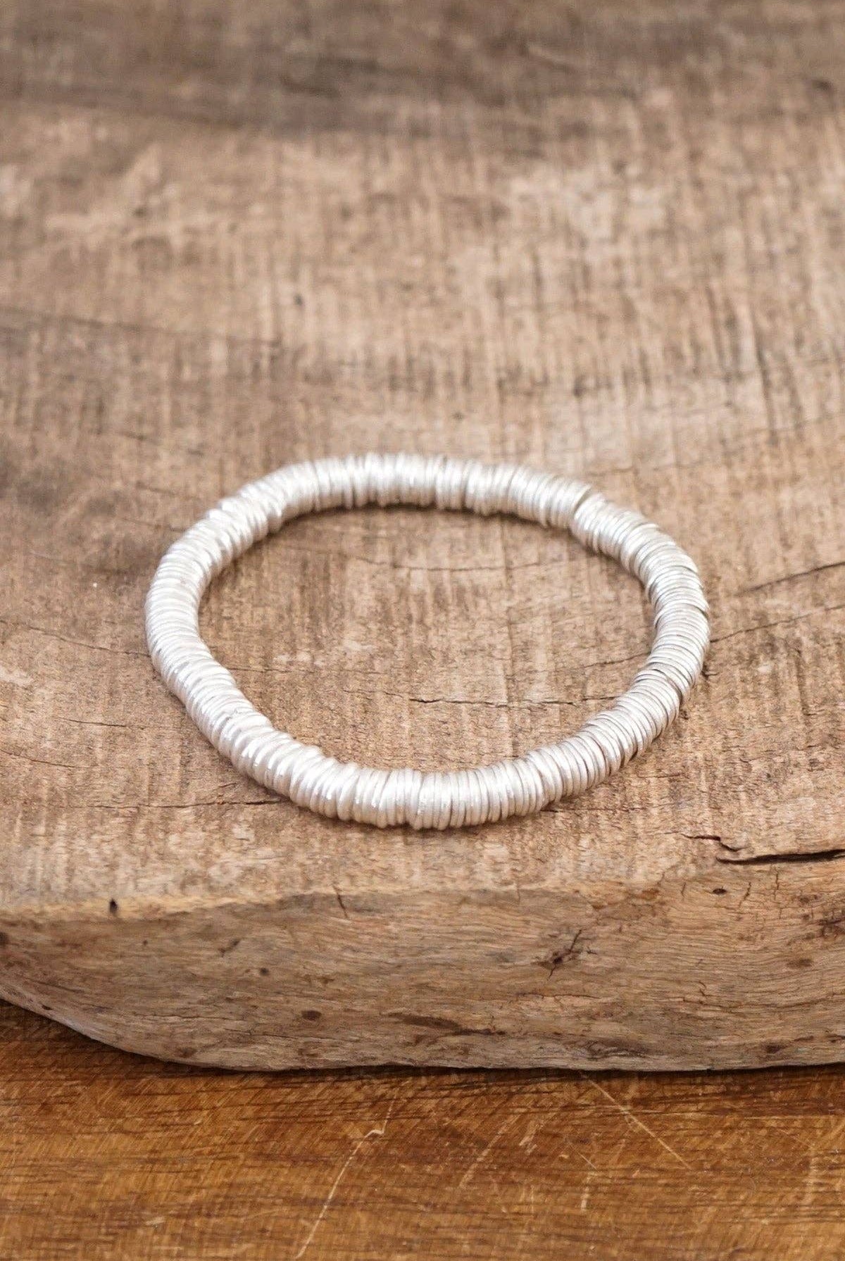 Heishi Disc Boho beaded stretchy bracelet Silver Gold Shell-Bracelets-PennyLine inc-Stuffology - Where Vintage Meets Modern, A Boutique for Real Women in Crosbyton, TX