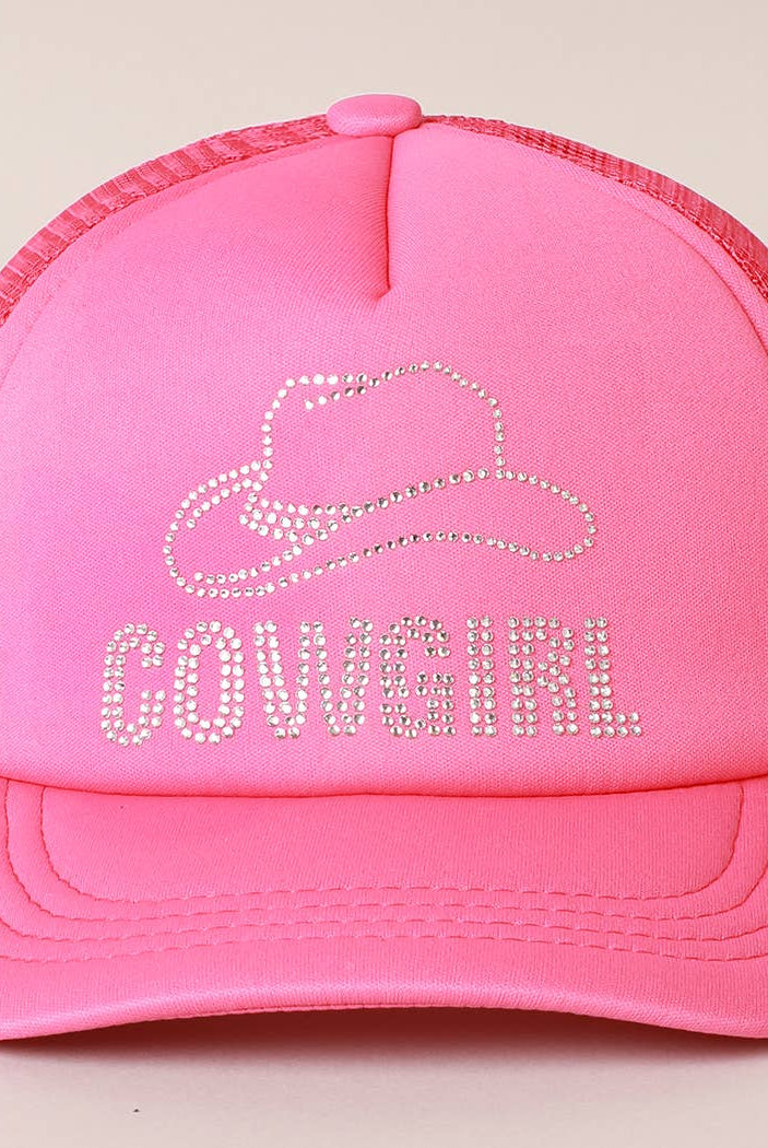 COWGIRL Rhinestone Trucker Cap | Stuffology Boutique-Hats-Fashion City-Stuffology - Where Vintage Meets Modern, A Boutique for Real Women in Crosbyton, TX