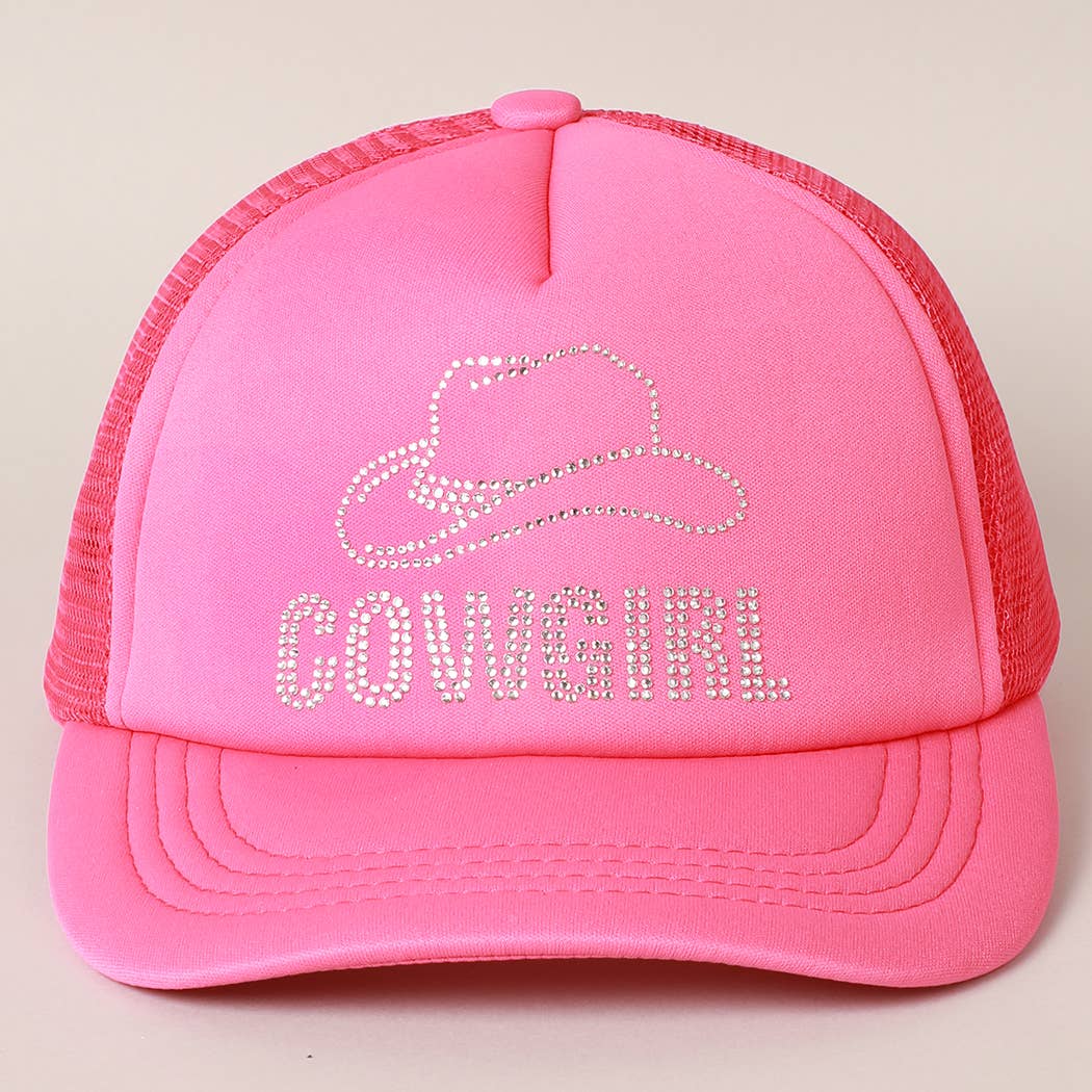 COWGIRL Rhinestone Trucker Cap | Stuffology Boutique-Hats-Fashion City-Stuffology - Where Vintage Meets Modern, A Boutique for Real Women in Crosbyton, TX