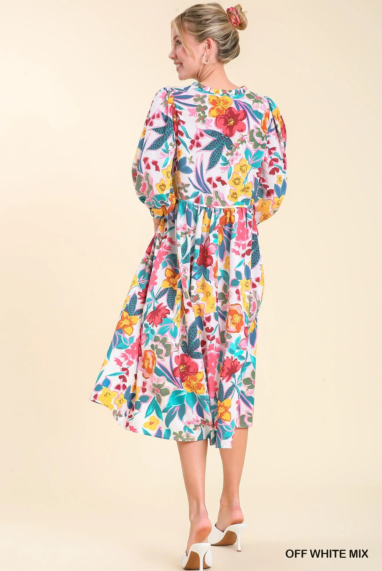 Floral Print V-Neck Peasant Dress / Stuffology Boutique-Dresses-Umgee-Stuffology - Where Vintage Meets Modern, A Boutique for Real Women in Crosbyton, TX