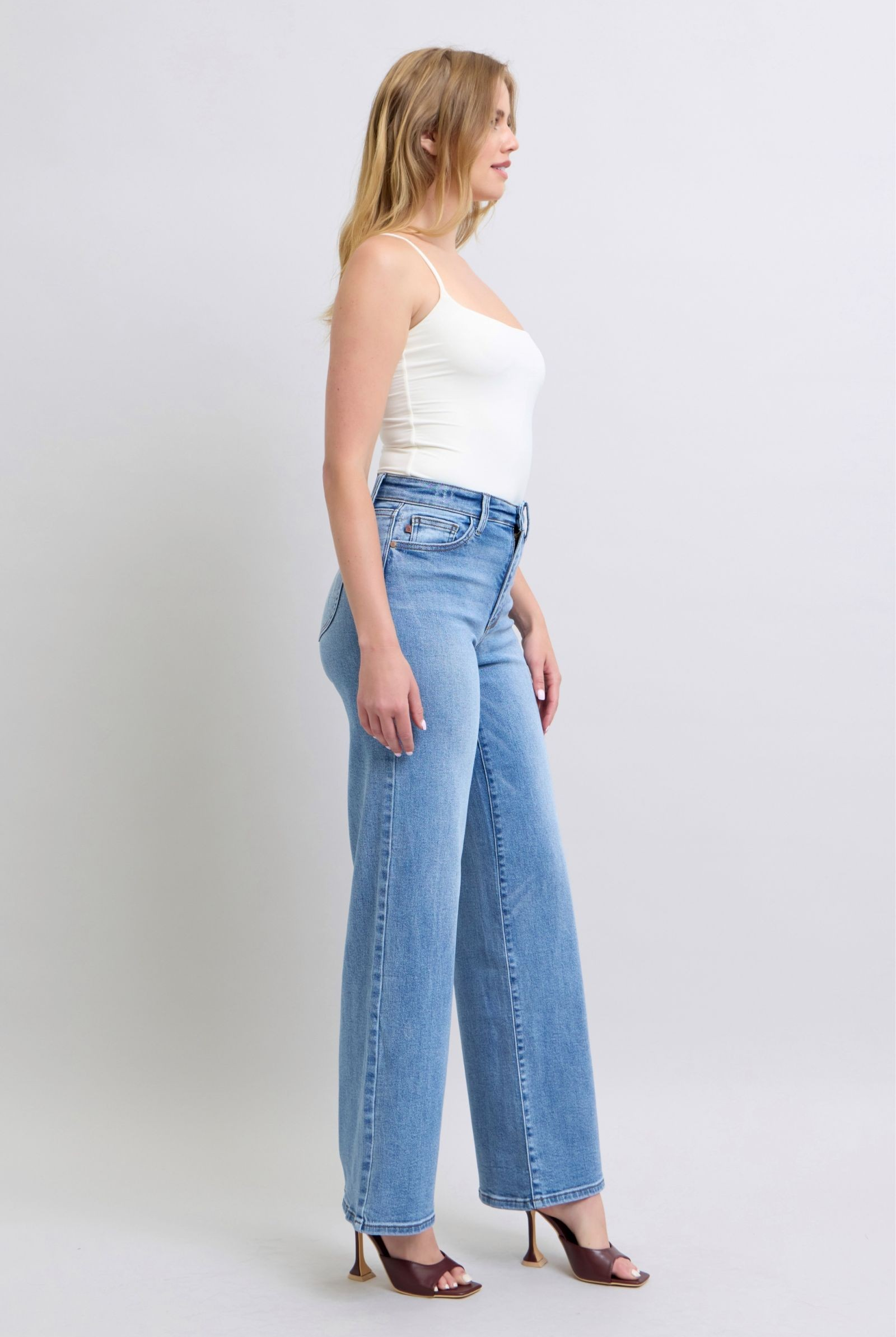JUDY BLUE HIGH WAIST VINTAGE WASH RETRO WIDE LEG JEANS-Jeans-Judy Blue-Stuffology - Where Vintage Meets Modern, A Boutique for Real Women in Crosbyton, TX