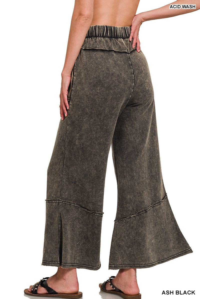Black Exposed-Seam Flare Hem Pants with Pockets-Pants-ZENANA-Stuffology - Where Vintage Meets Modern, A Boutique for Real Women in Crosbyton, TX
