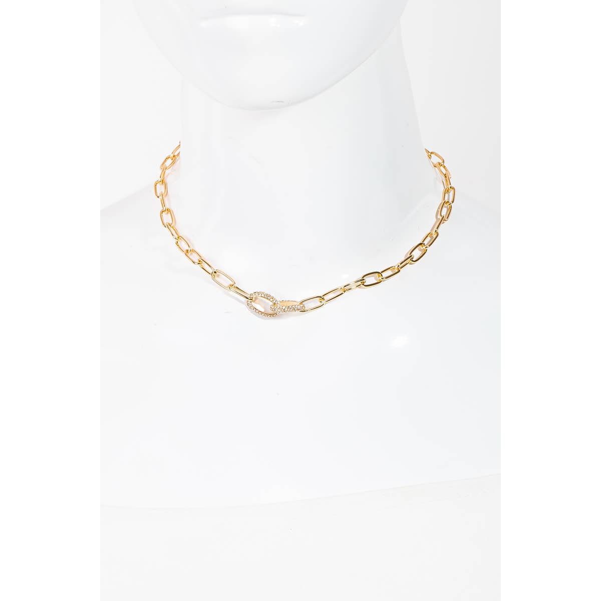 Gold Pave Chain Link Necklace | Stuffology Boutique-Necklaces-The Looks by Fame Accessories-Stuffology - Where Vintage Meets Modern, A Boutique for Real Women in Crosbyton, TX
