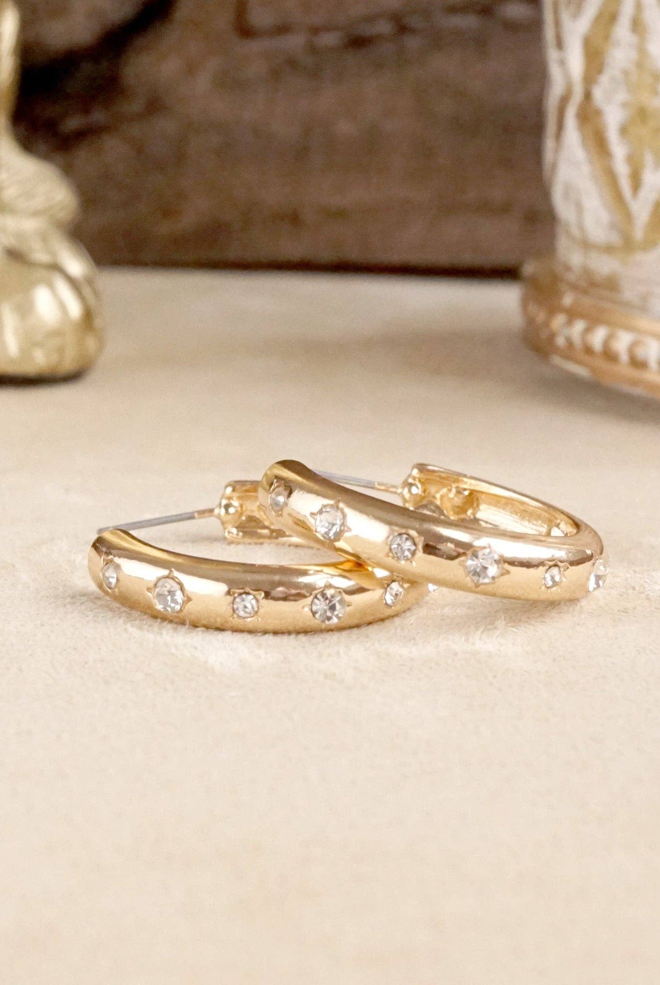 Classic Bubble Hoops – Gold with Crystal, Pearl, or Turquoise-Earrings-PennyLine inc-Stuffology - Where Vintage Meets Modern, A Boutique for Real Women in Crosbyton, TX