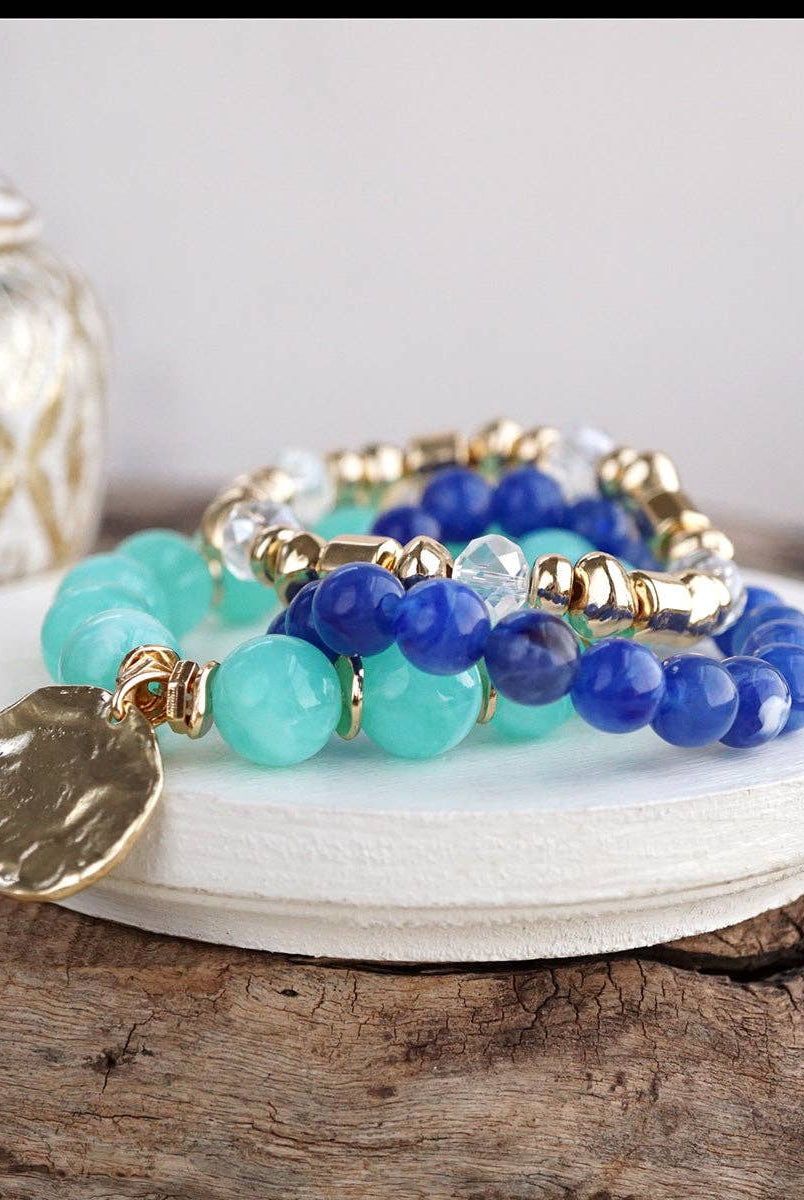 Gilded Sorbet Stack – Set of 3 Stretchy Beaded Summer Bracelets-Bracelets-PennyLine inc-Stuffology - Where Vintage Meets Modern, A Boutique for Real Women in Crosbyton, TX