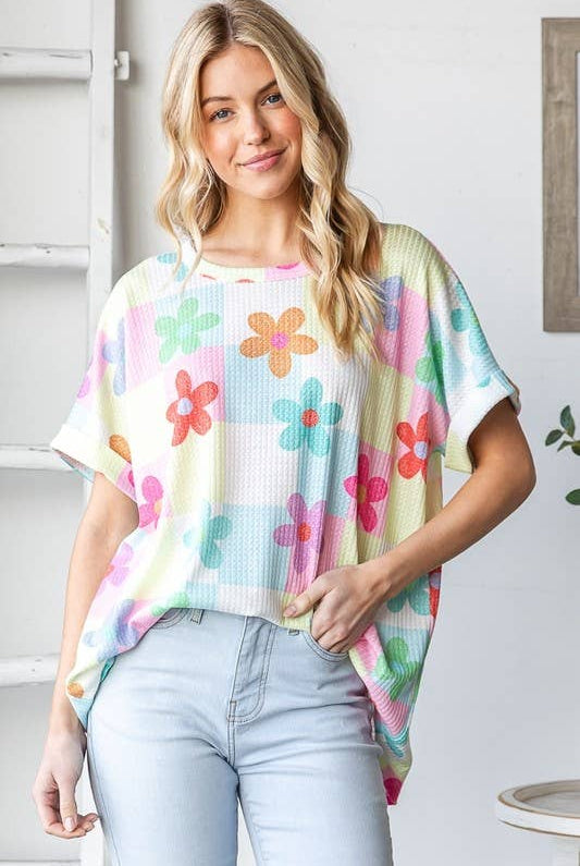 SHORT SLEEVE FLORAL PRINT TOP-Oversized Top-HEIMISH-Stuffology - Where Vintage Meets Modern, A Boutique for Real Women in Crosbyton, TX