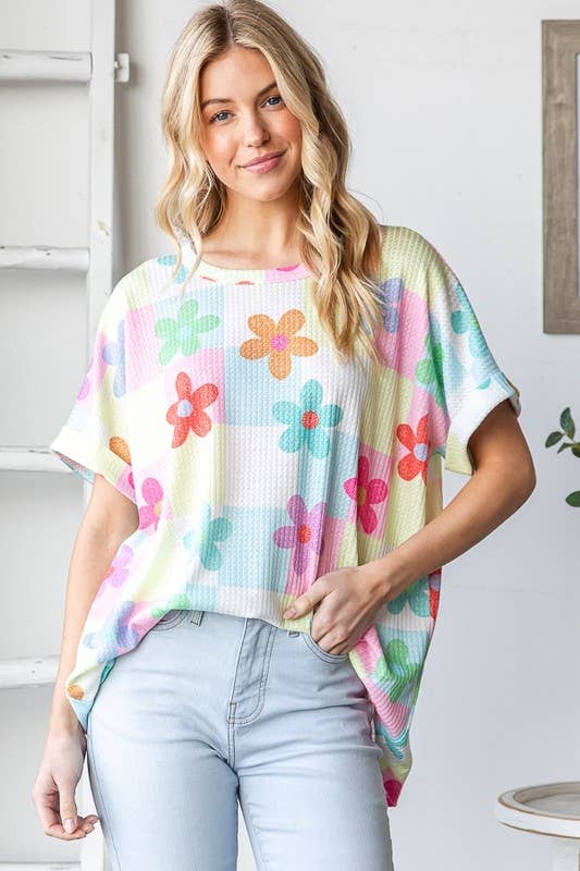 SHORT SLEEVE FLORAL PRINT TOP-Oversized Top-HEIMISH-Stuffology - Where Vintage Meets Modern, A Boutique for Real Women in Crosbyton, TX