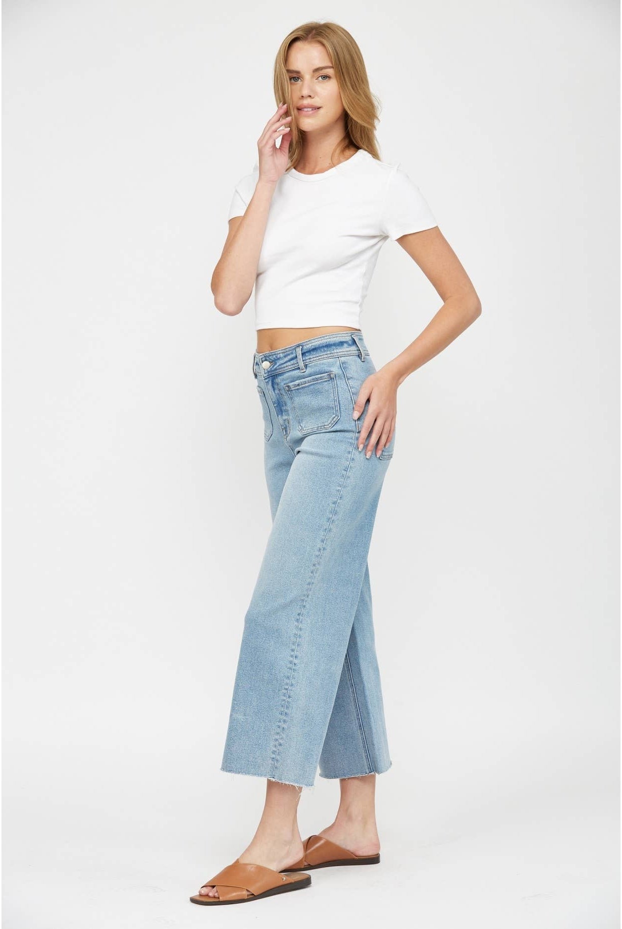 Mica Crop Wide Leg Jeans-Jeans-Mica Denim-Stuffology - Where Vintage Meets Modern, A Boutique for Real Women in Crosbyton, TX