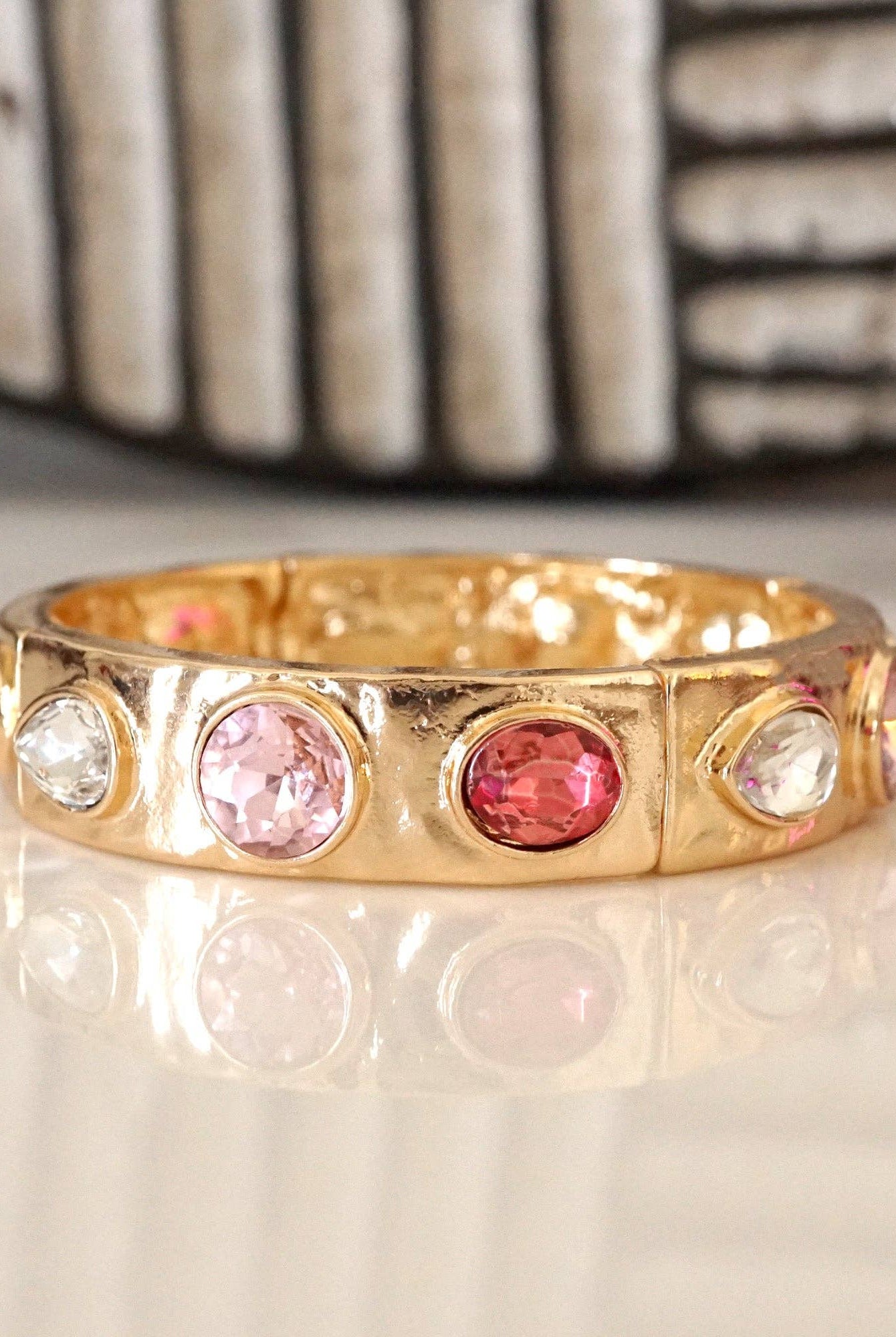 Sparkly Crystal Stretch Bangles – Gold Tone with Color Options-Bracelets-PennyLine inc-Stuffology - Where Vintage Meets Modern, A Boutique for Real Women in Crosbyton, TX