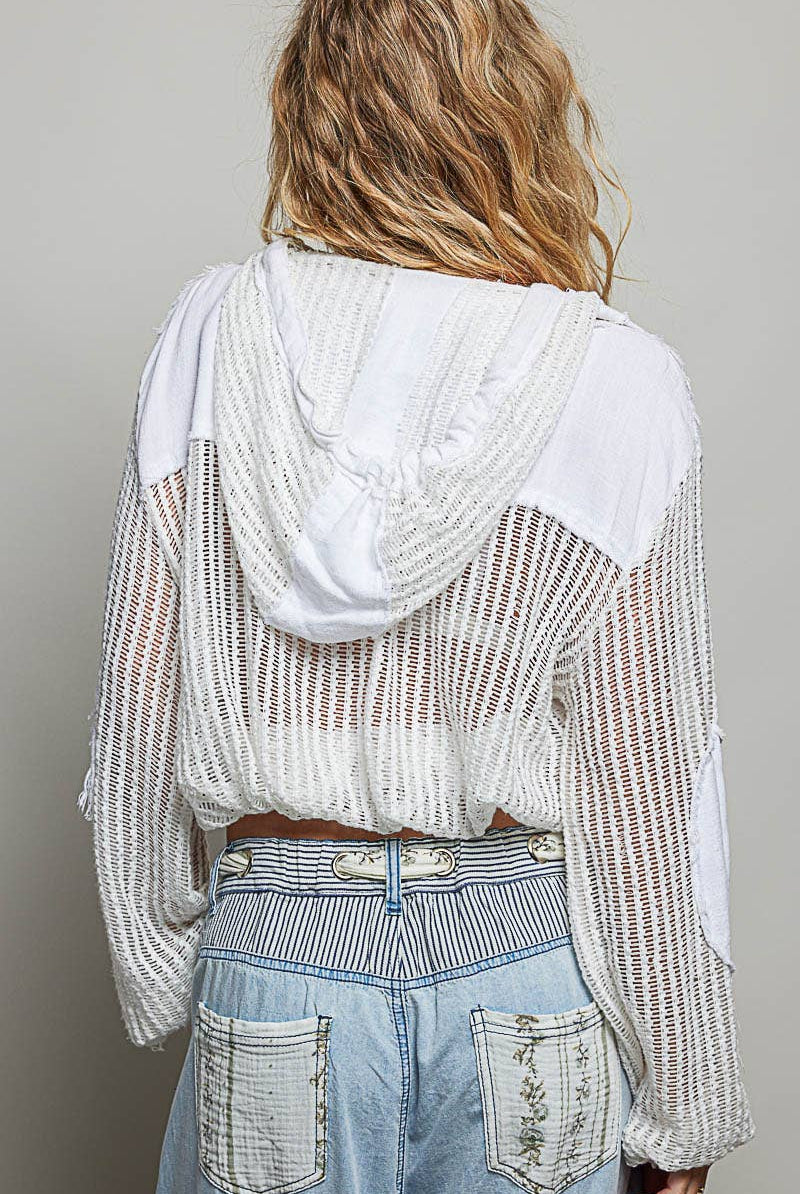 POL Clothing Open Knit Frayed Jacket-Jackets-Pol Clothing-Stuffology - Where Vintage Meets Modern, A Boutique for Real Women in Crosbyton, TX